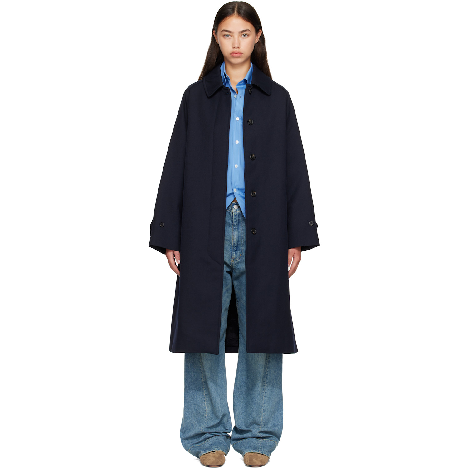 A.P.C. Navy Water-Repellent Wool Coat