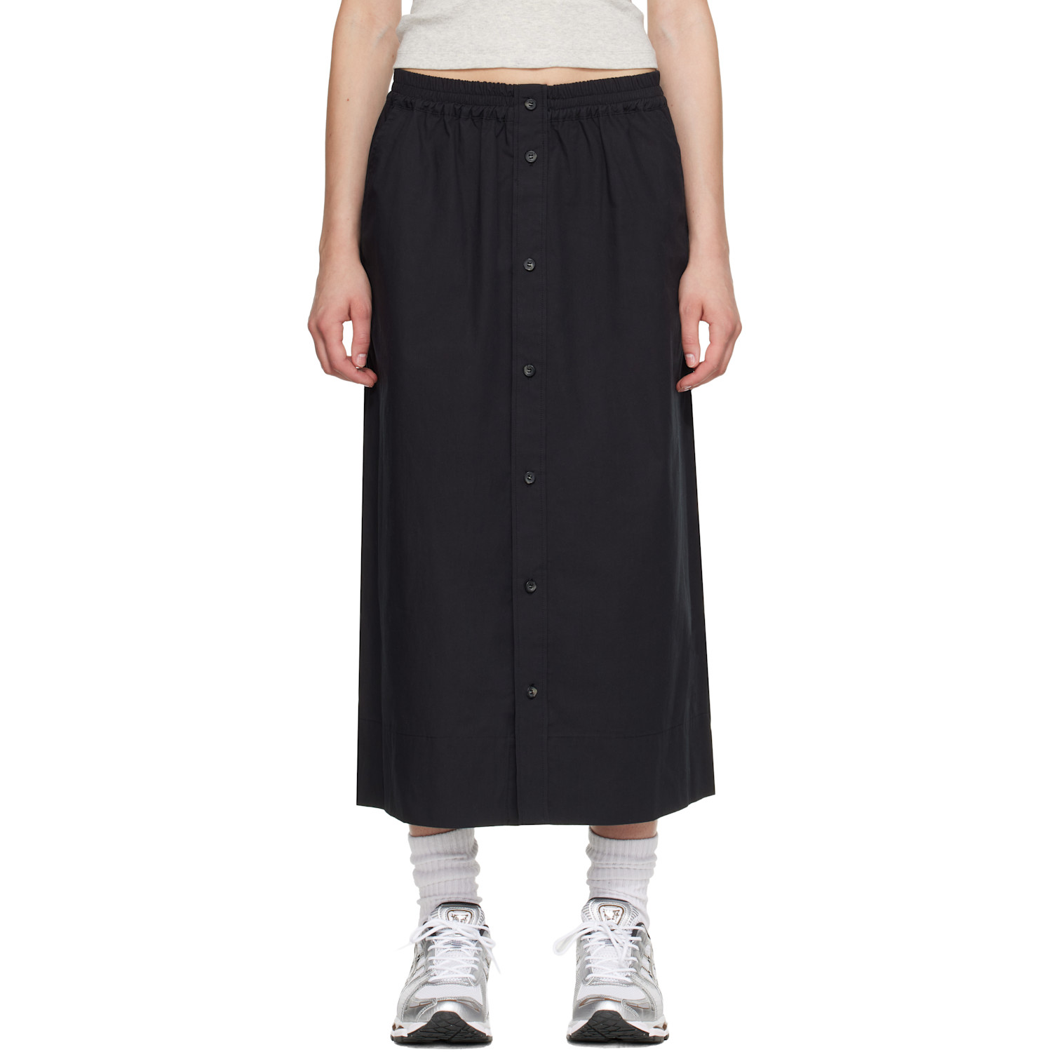A.P.C. Black Organic Cotton Midi Skirt