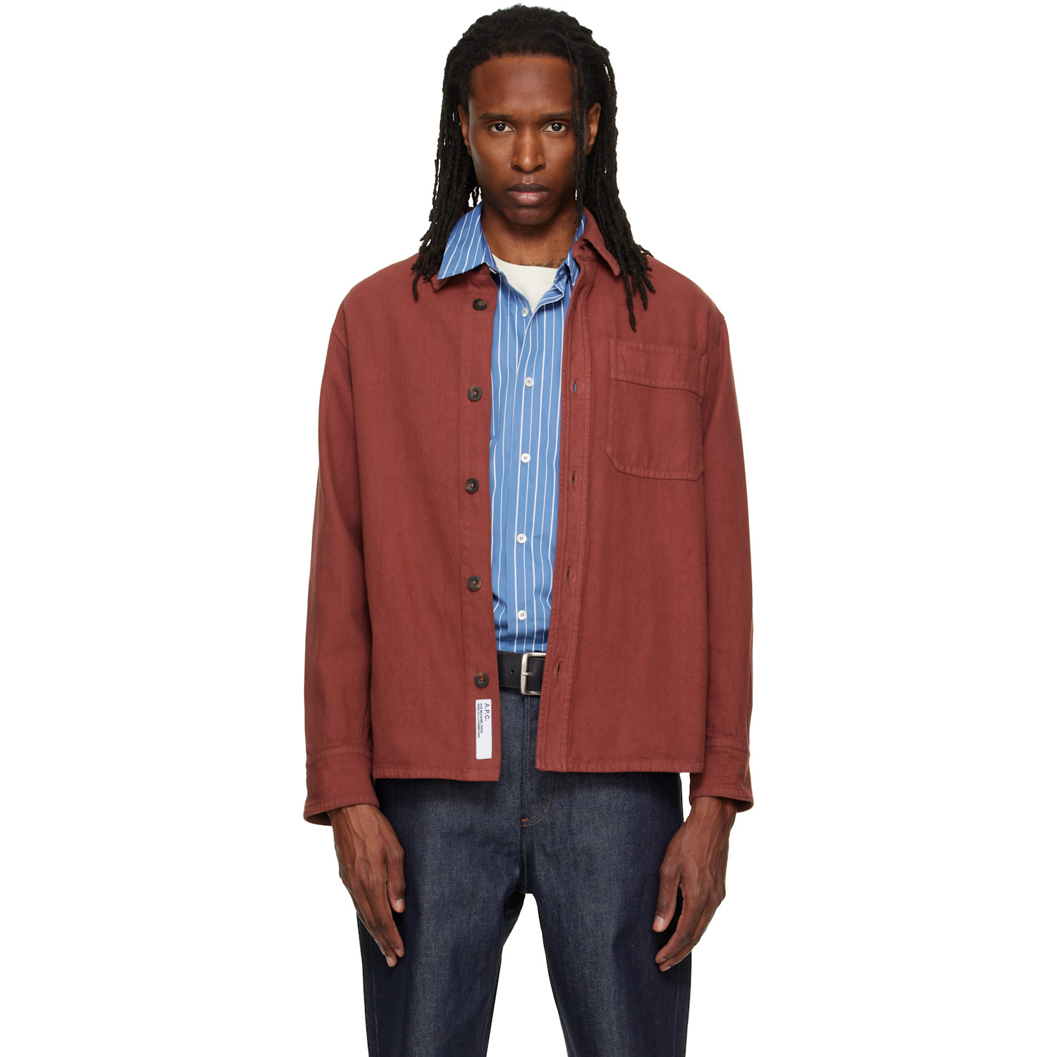 A.P.C. Burgundy Basile Logo Overshirt