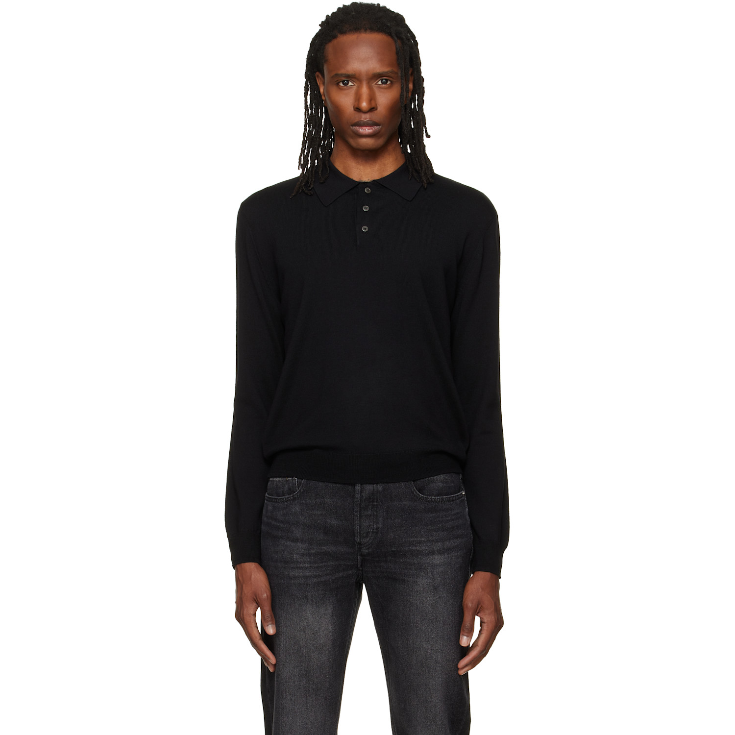 A.P.C. Black Wool Polo