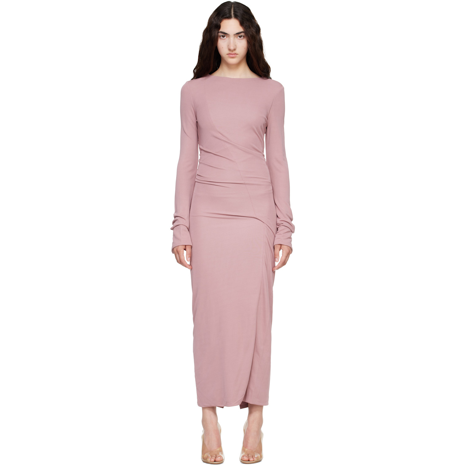 Lanvin Pink Draped Maxi Dress