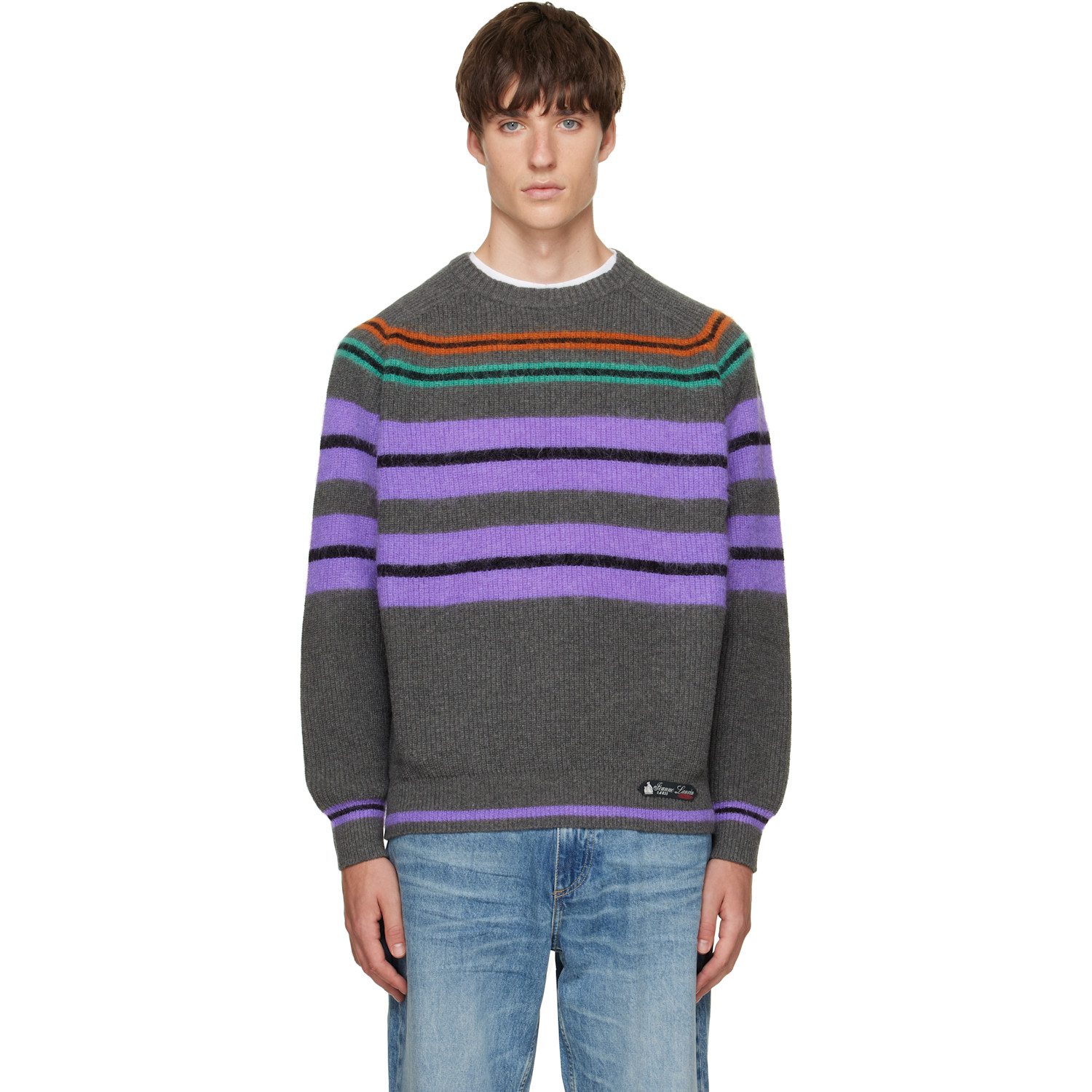Lanvin Gray Wool & Cashmere Striped Sweater