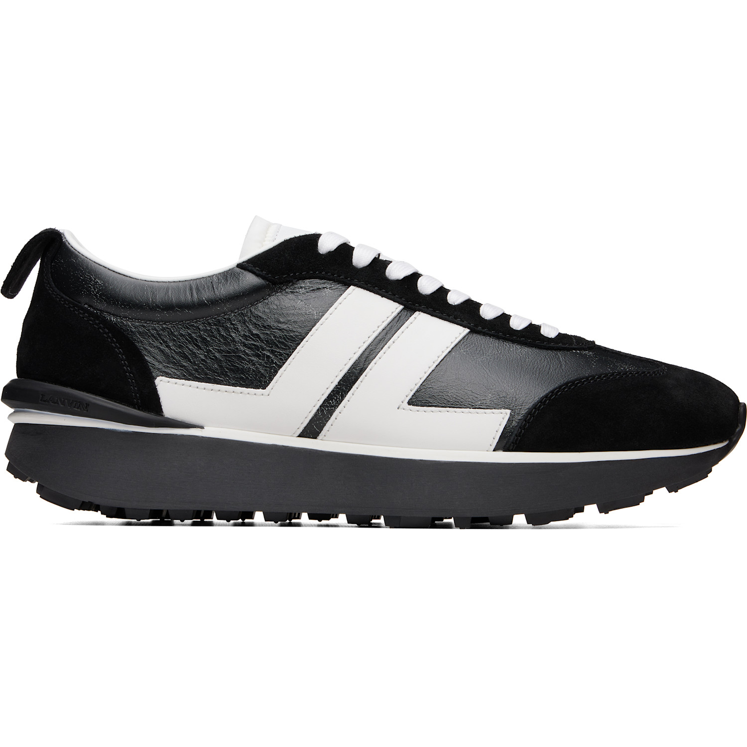 Lanvin Black & Off-White Bumpr Used Leather Sneakers