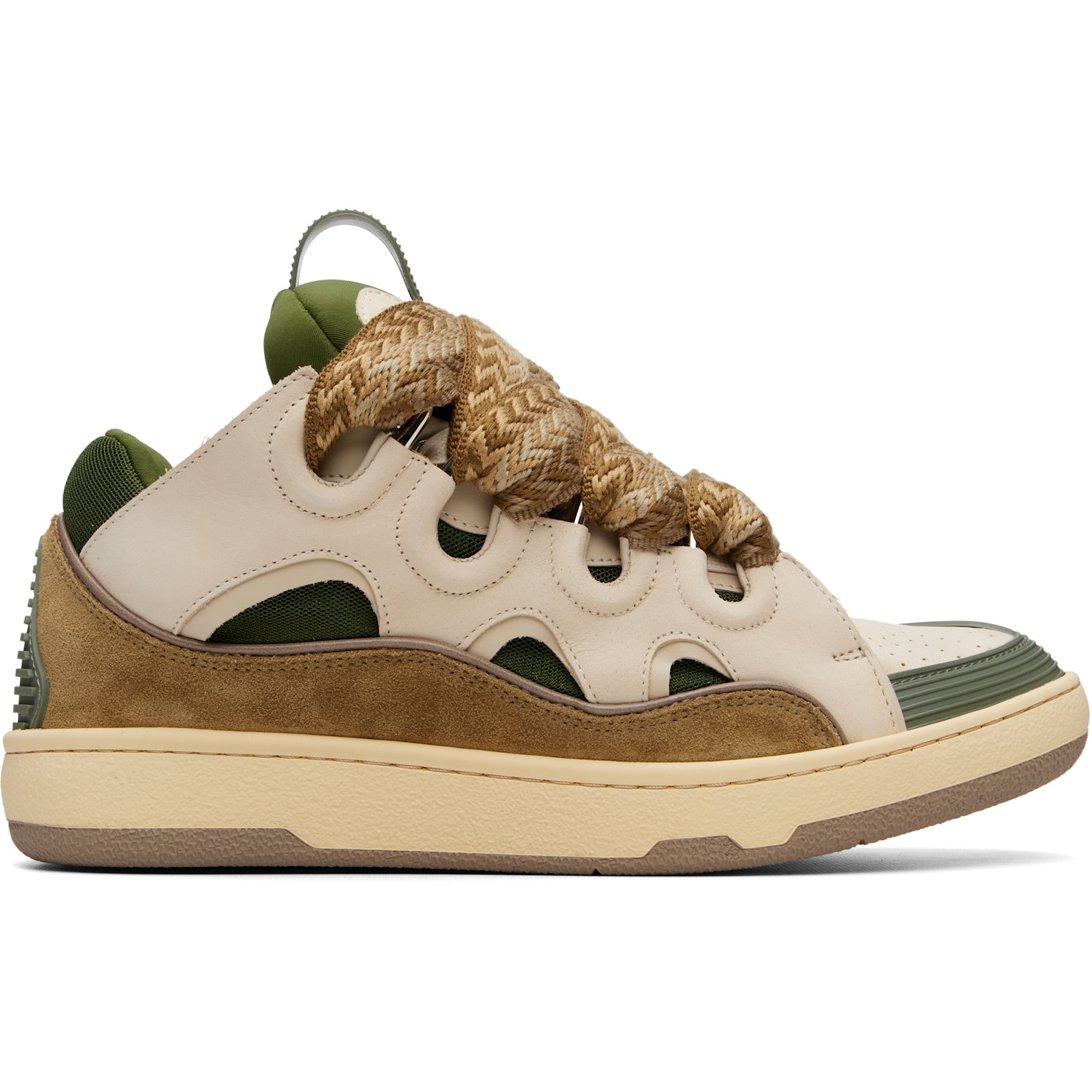 Lanvin Beige & Khaki Curb Leather Sneakers