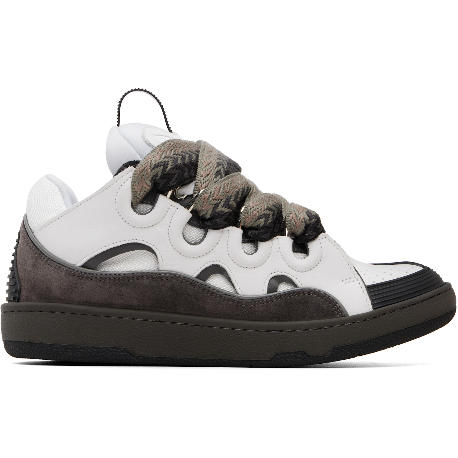 Lanvin Gray & Khaki Curb Leather Sneakers