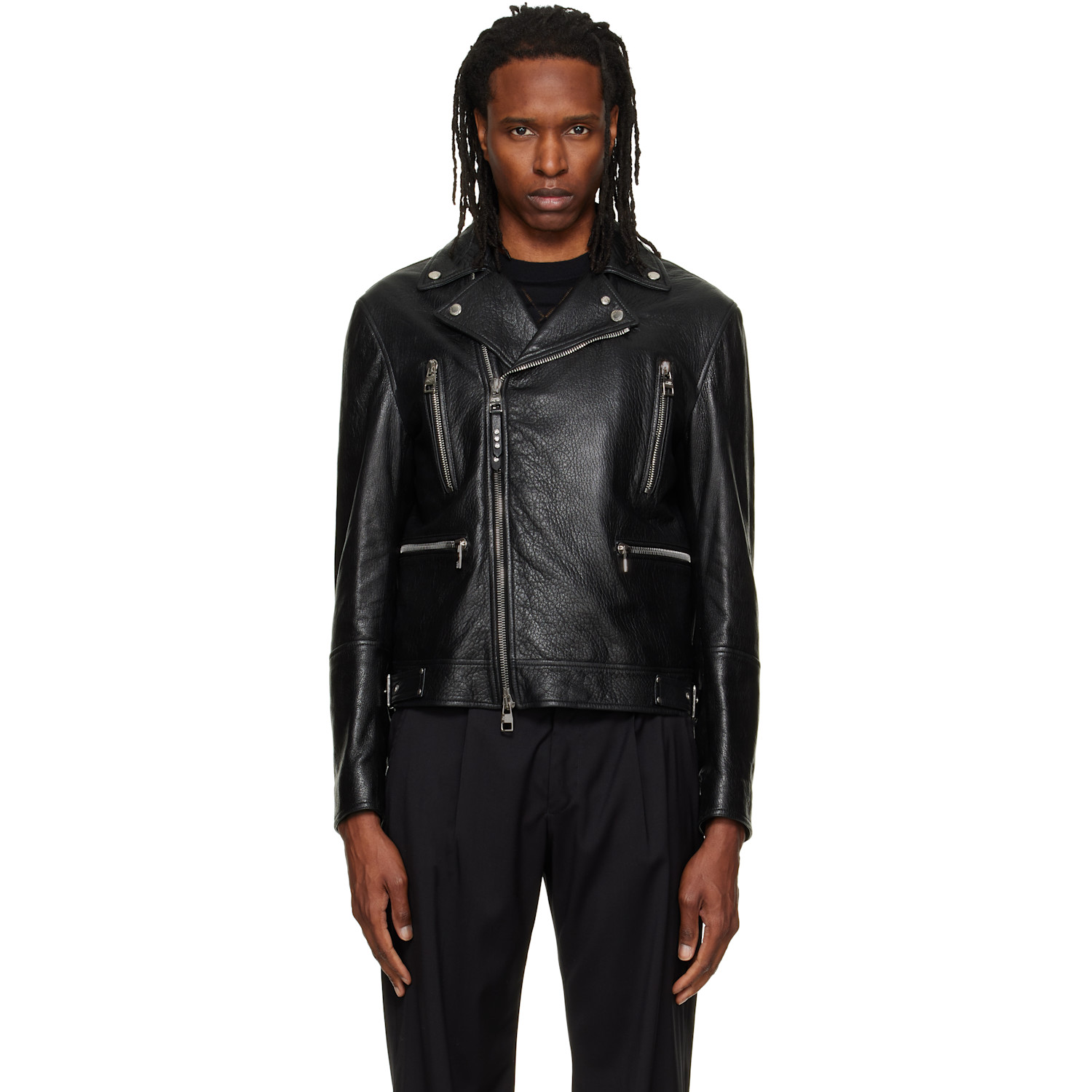 McQueen Black Classic Biker Leather Jacket
