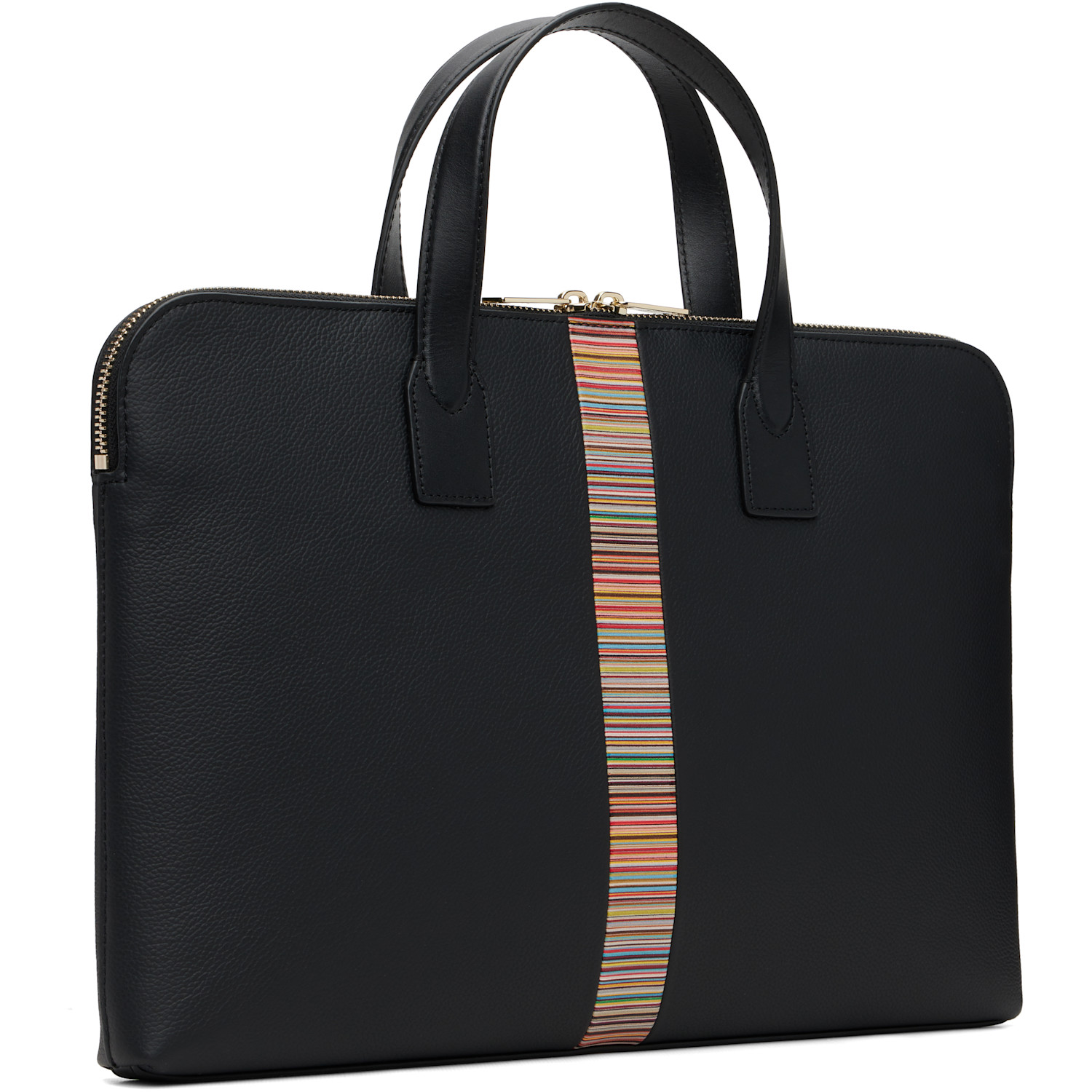  Paul Smith Black 'signature Stripe' Slim Folio Briefcase 