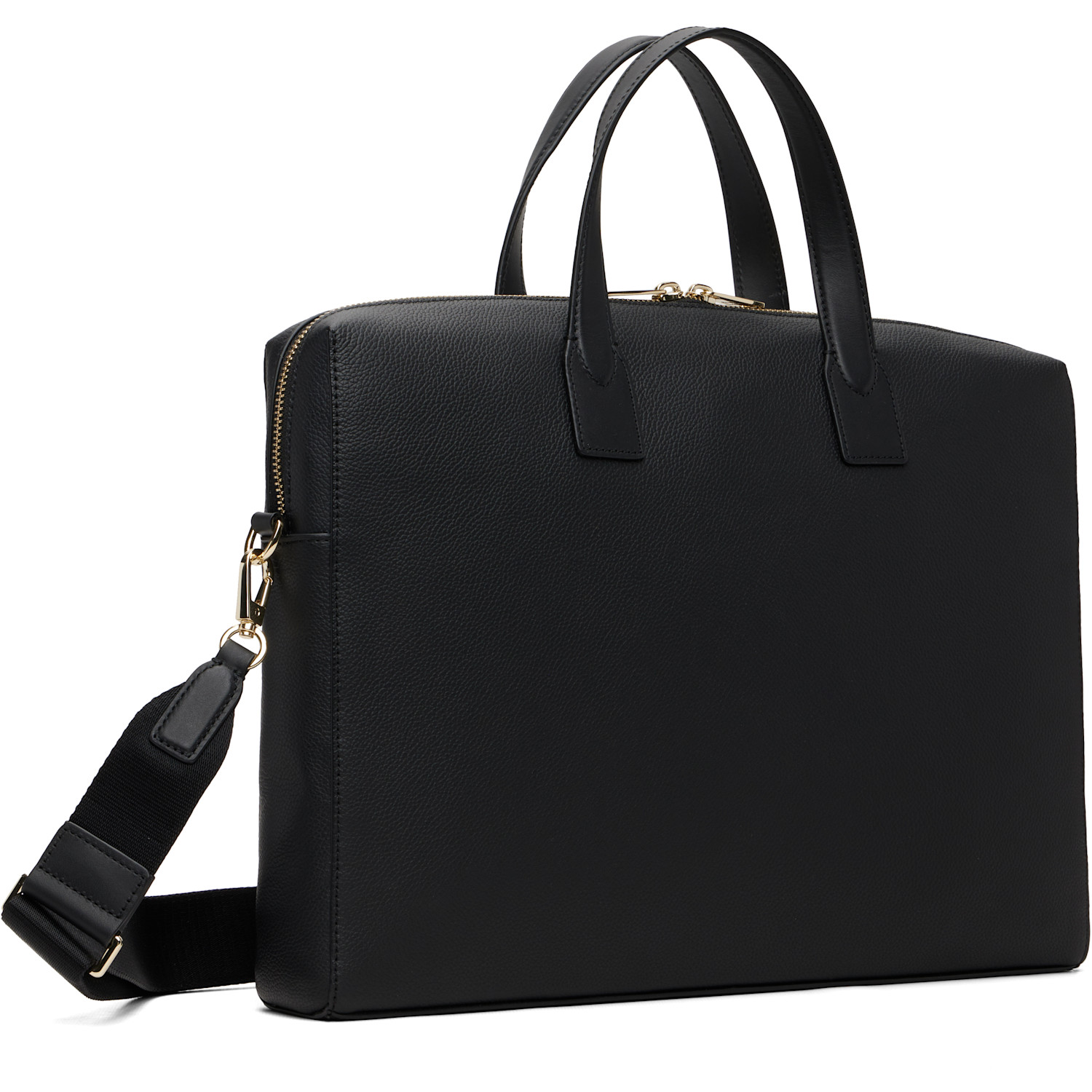  Paul Smith Black Leather 'signature Stripe' Trim Folio Briefcase 