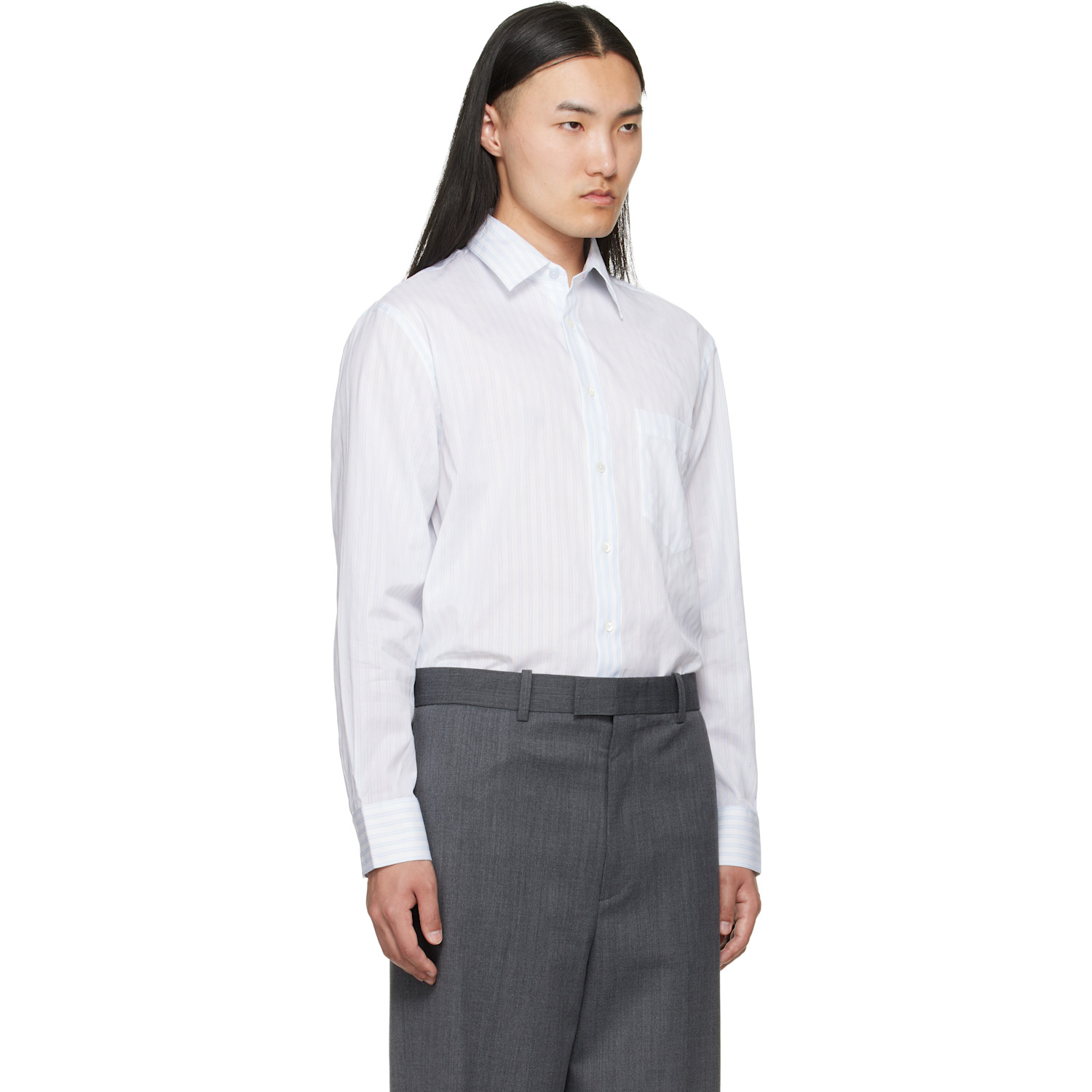  Paul Smith Blue & White Textured Stripe Shirt 