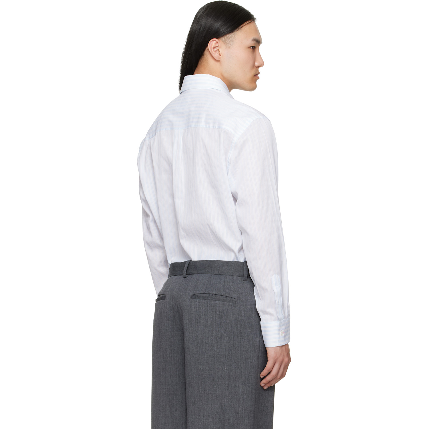  Paul Smith Blue & White Textured Stripe Shirt 
