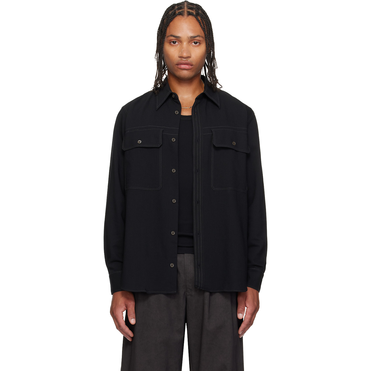 Paul Smith Black Oversized Viscose-Wool Shirt