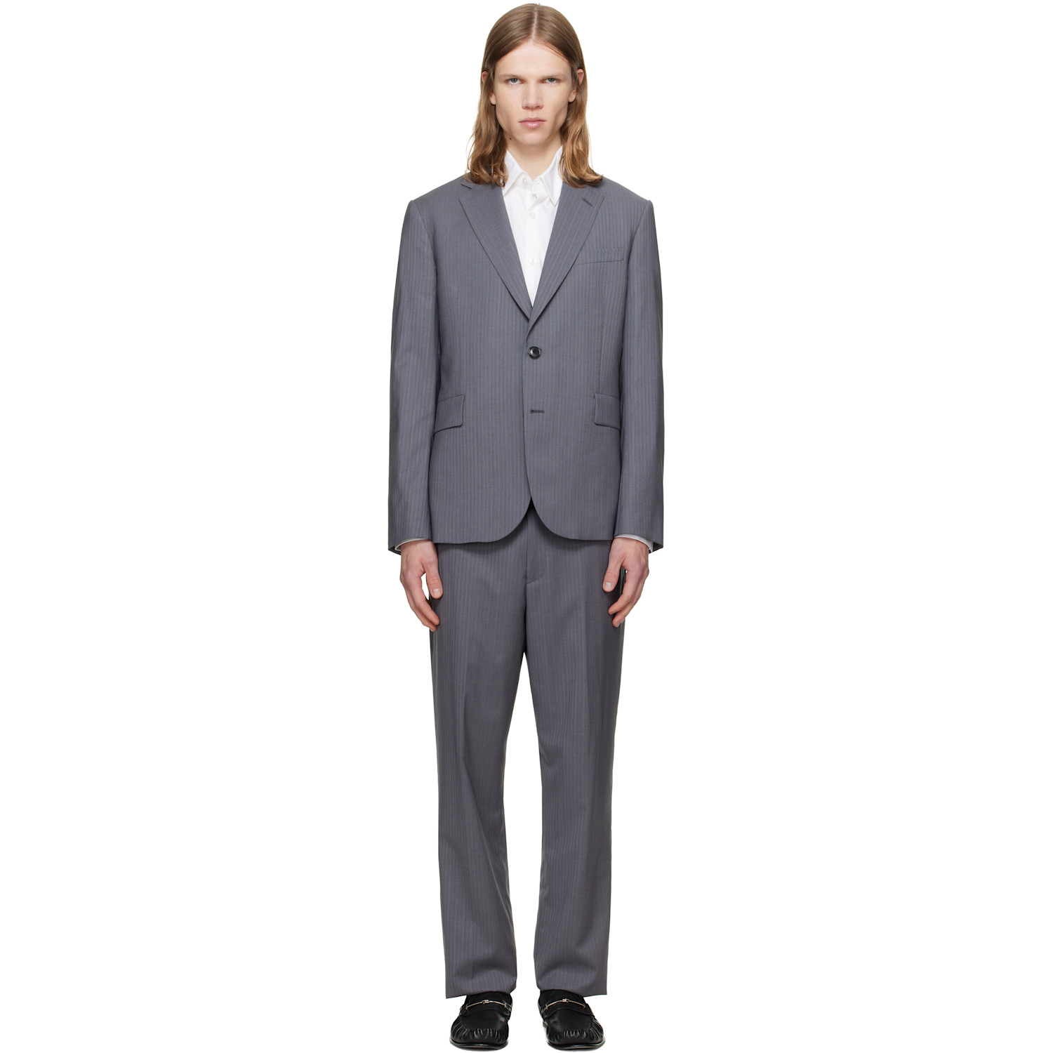 Paul Smith Gray 'The Soho' Tailored-Fit Pinstripe Wool Suit