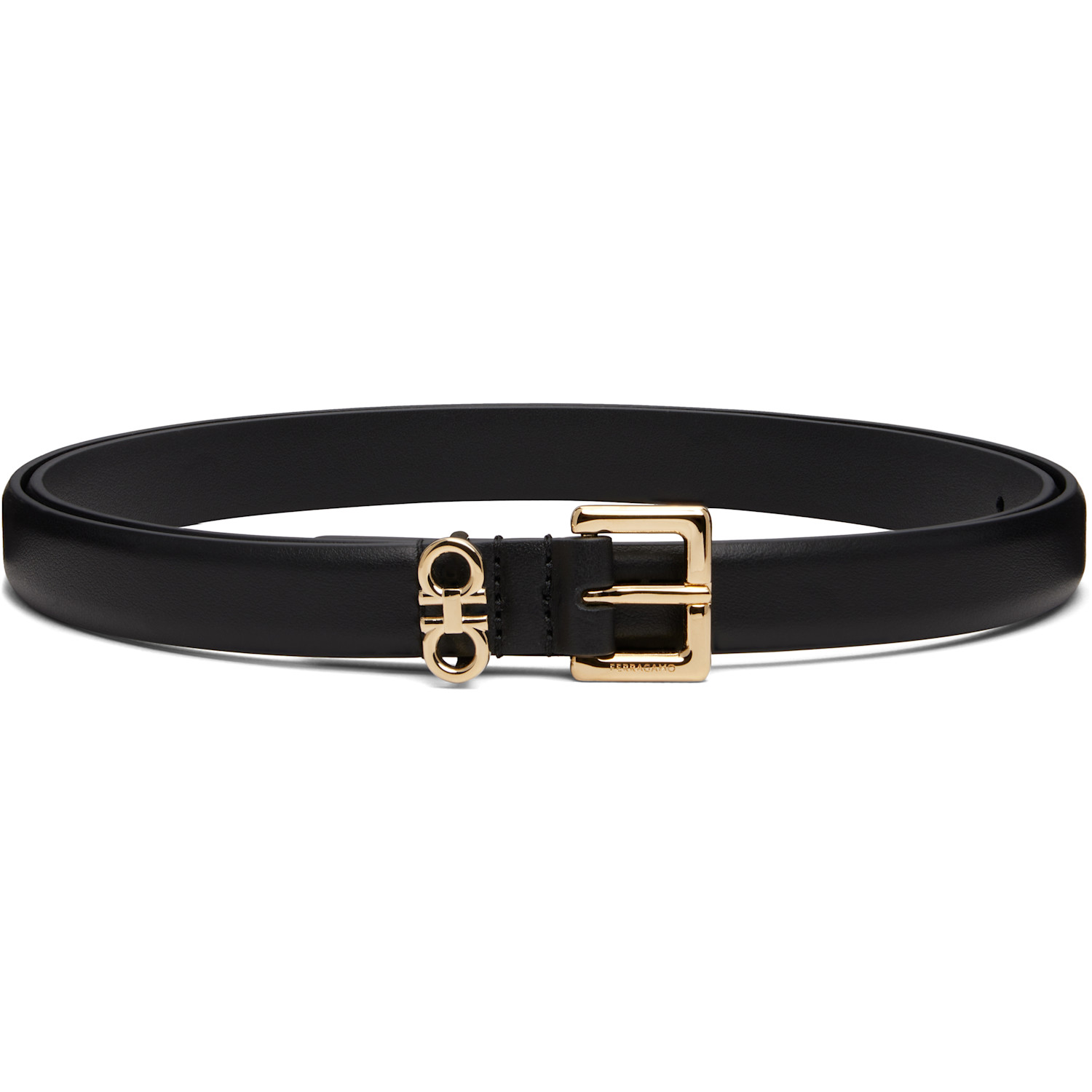 Ferragamo Black Fixed Gancini Belt