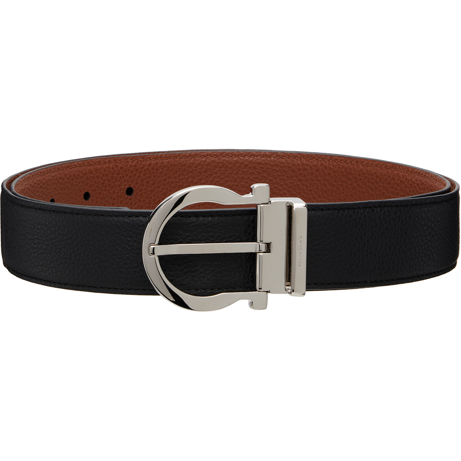 Ferragamo Black Reversible & Adjustable Gancini Casual Belt