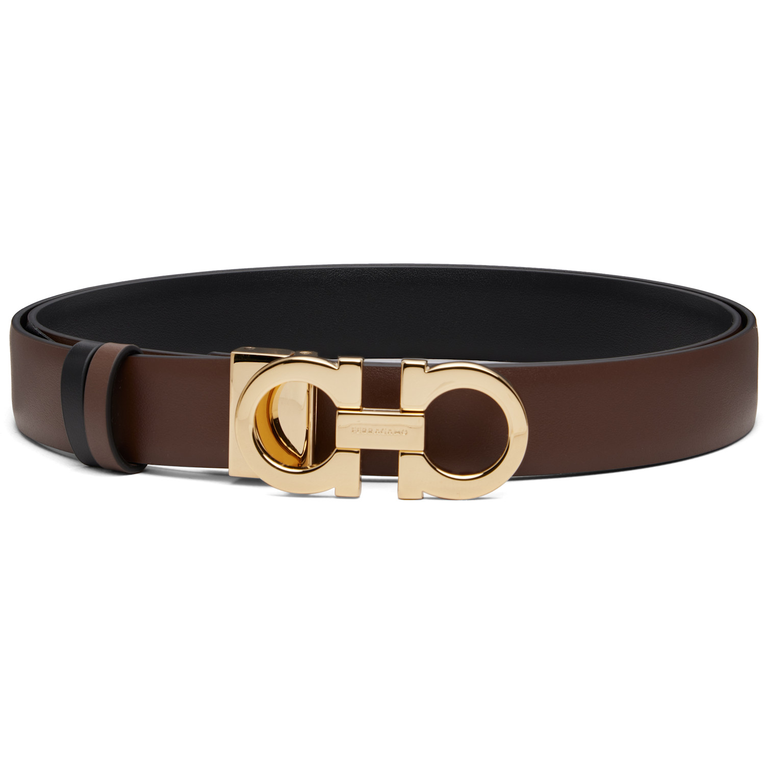 Ferragamo Brown Reversible & Adjustable Gancini Belt