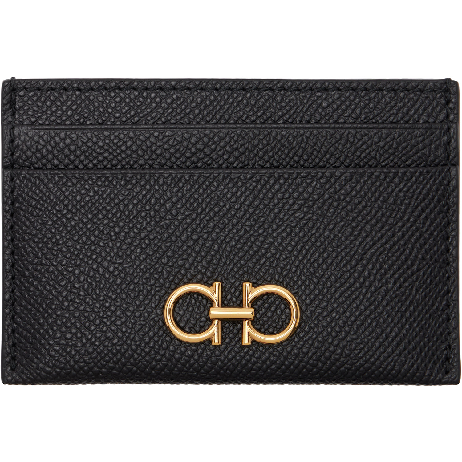 Ferragamo Black Gancini Credit Card Holder
