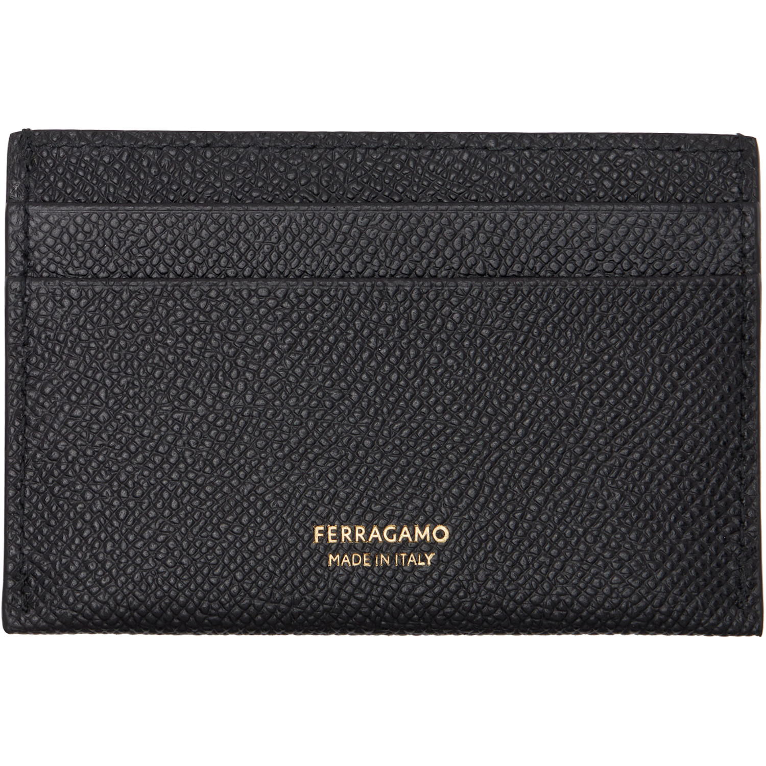  Ferragamo Black Gancini Credit Card Holder 