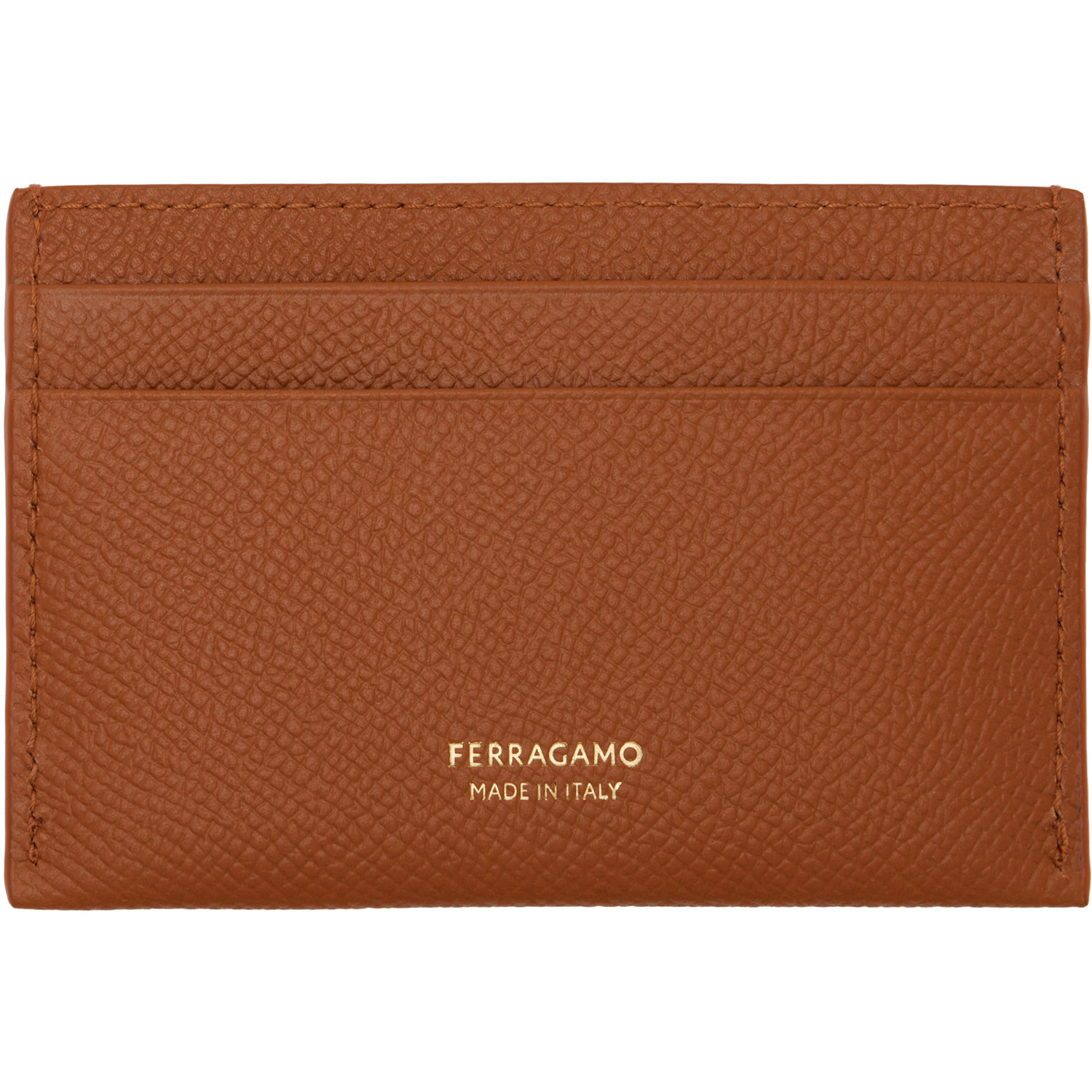  Ferragamo Brown Gancini Credit Card Holder 