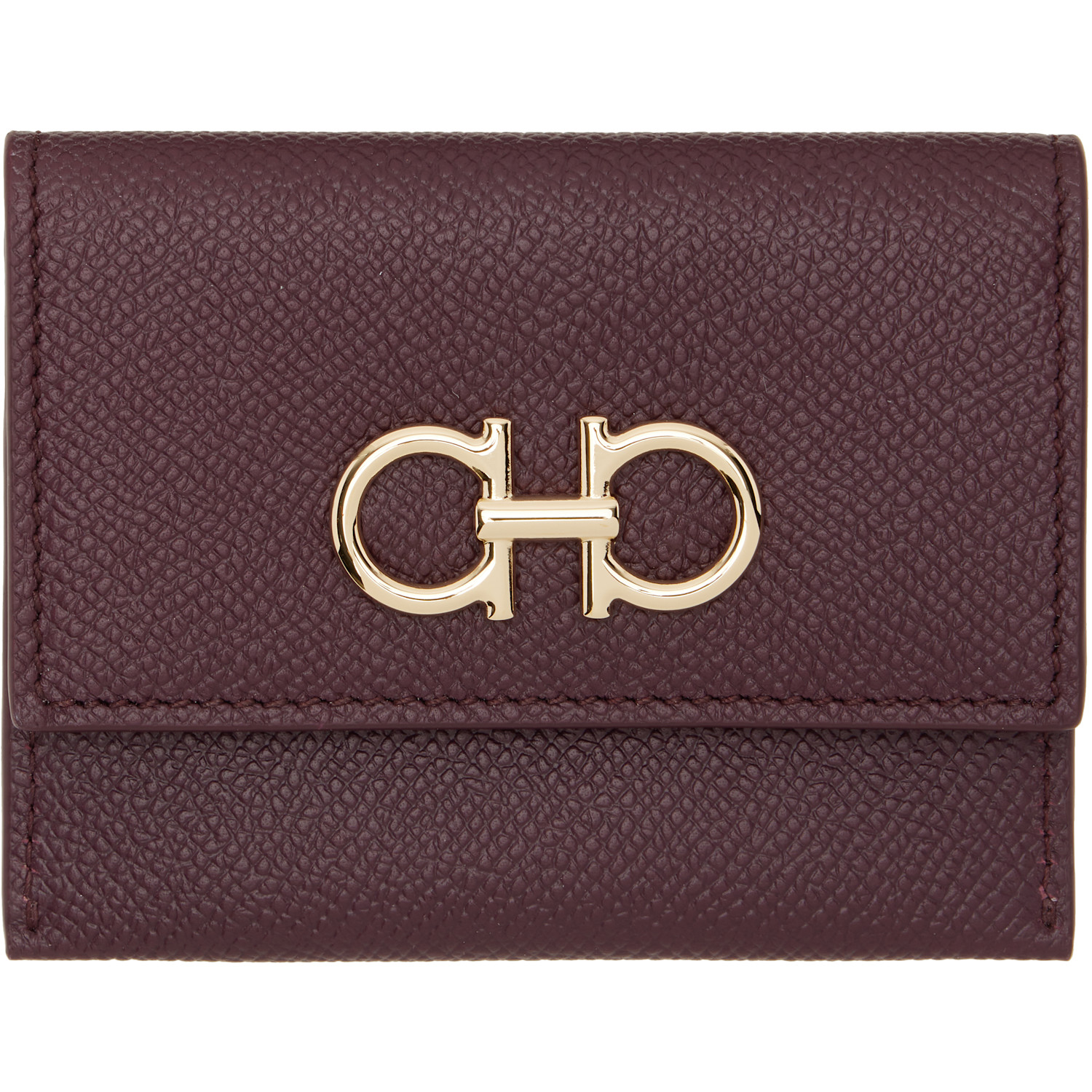 Ferragamo Burgundy Gancini Credit Card Holder
