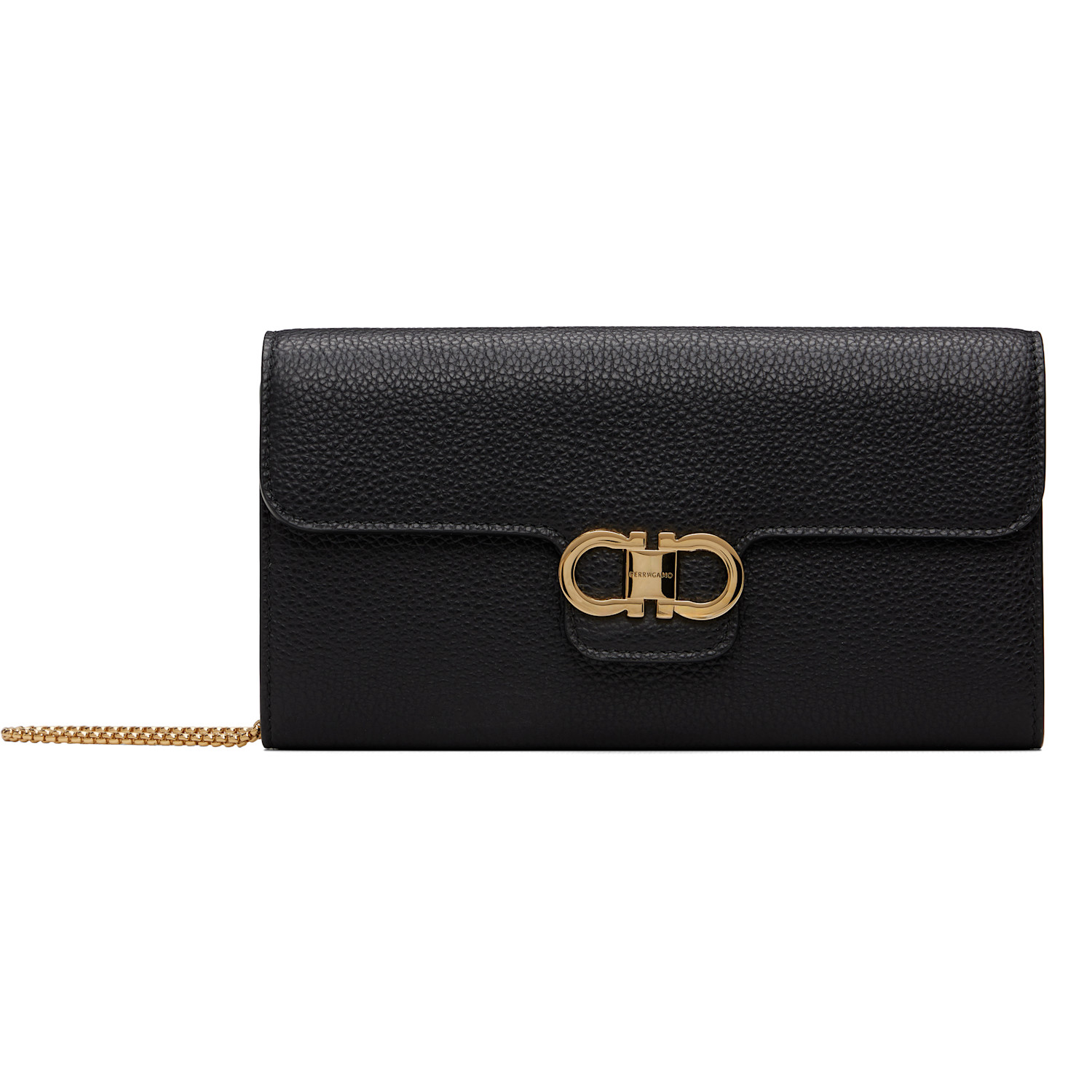 Ferragamo Black Double Gancini Mini Clutch