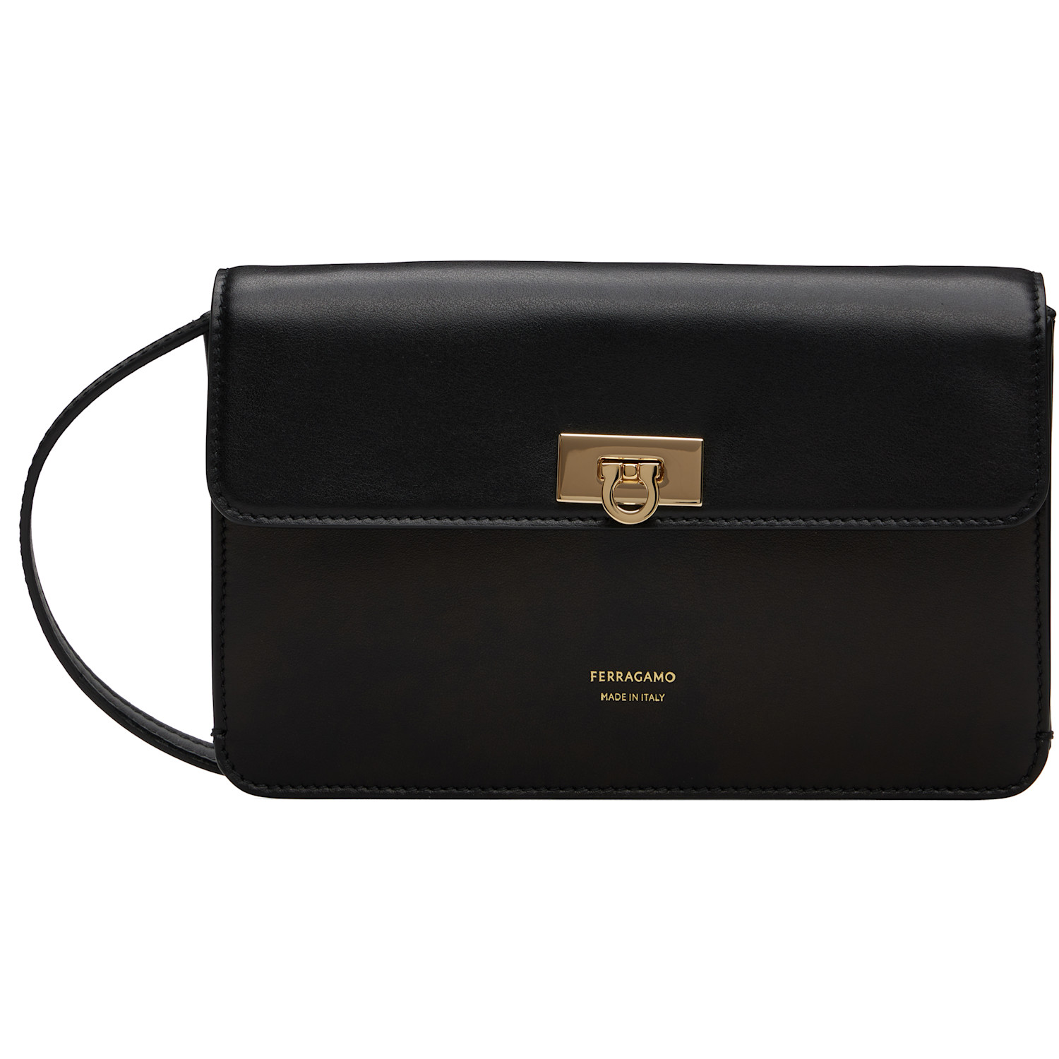 Ferragamo Black Flat Gancini Mini Bag