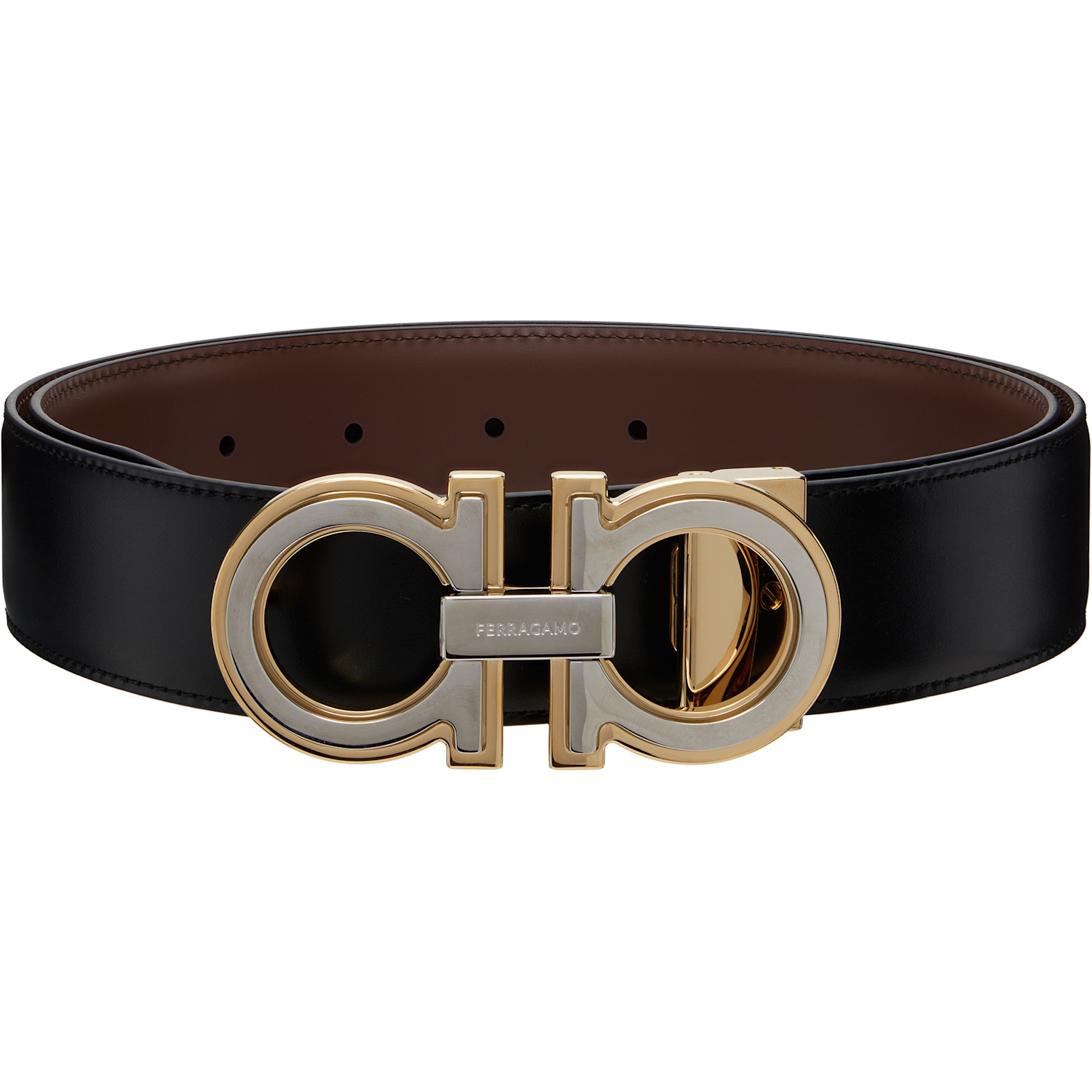 Ferragamo Black Reversible & Adjustable Gancini Belt