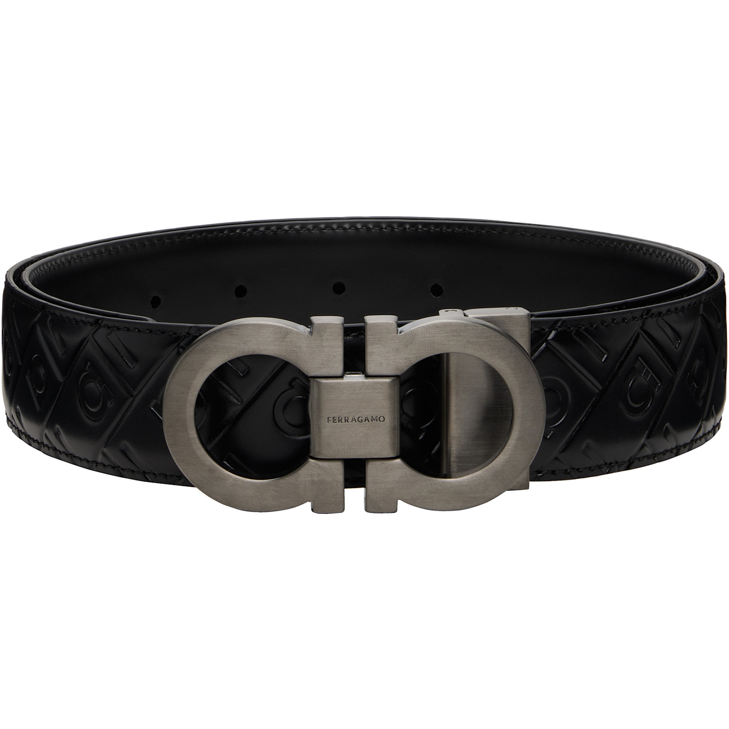 Ferragamo Black Reversible & Adjustable Gancini Belt