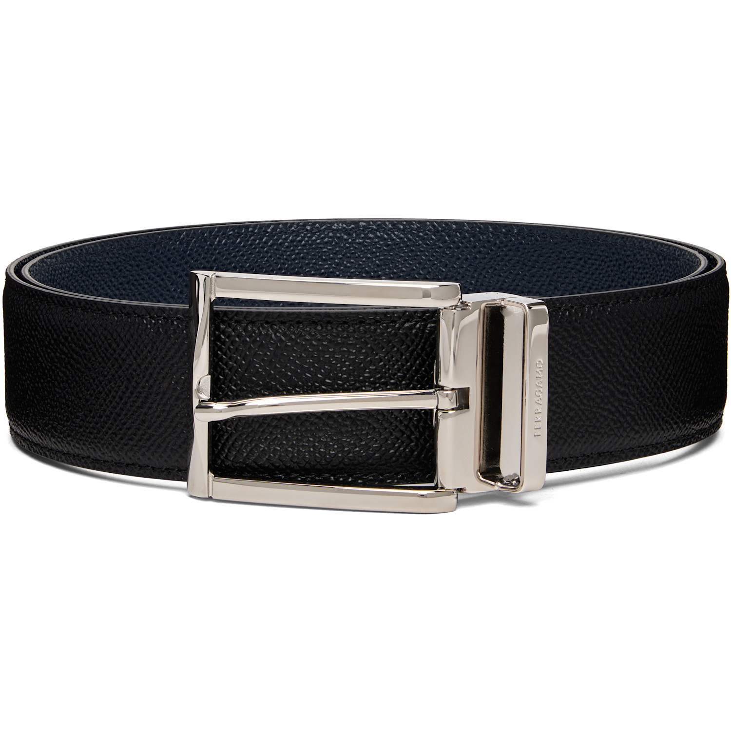 Ferragamo Black Reversible & Adjustable Rectangular Buckle Belt