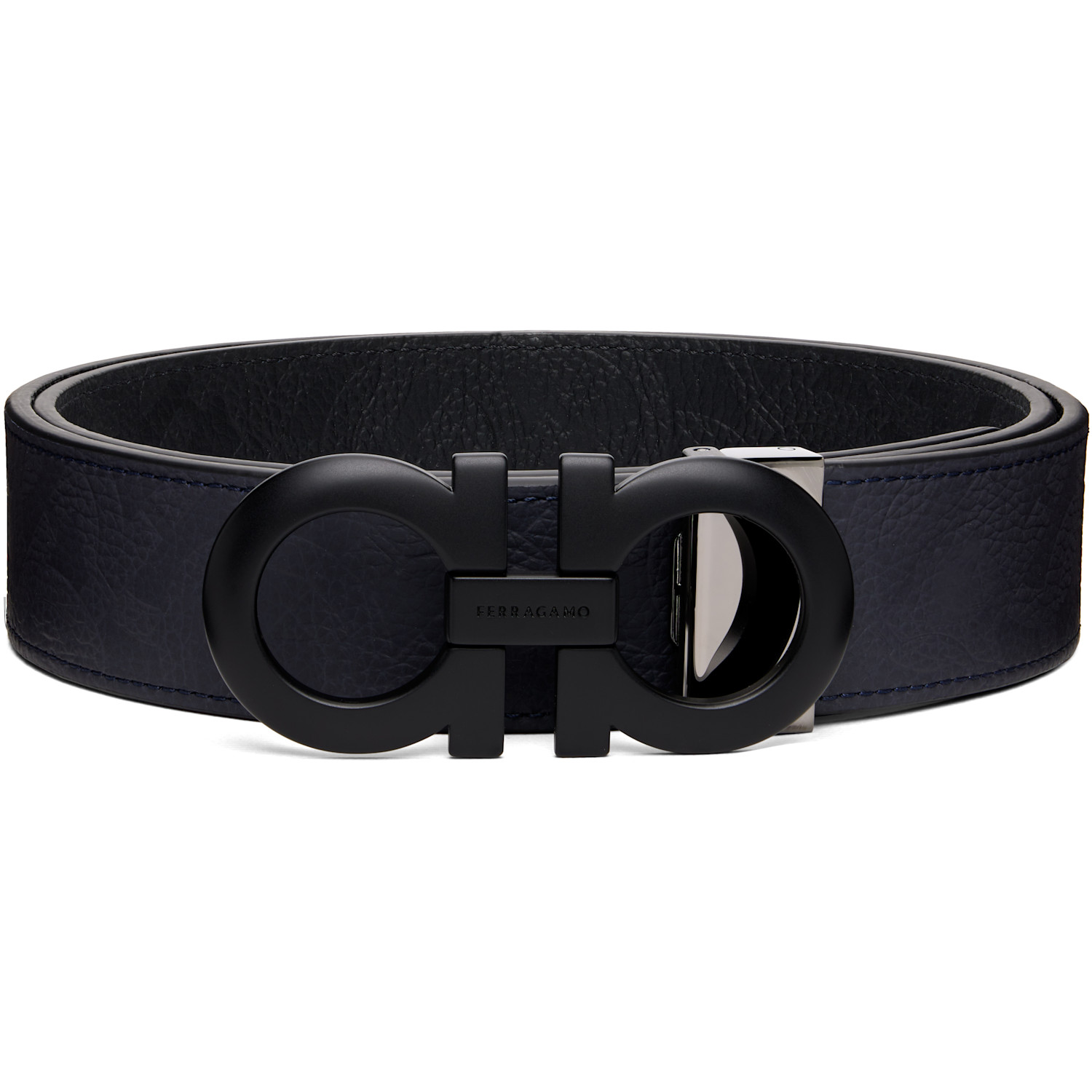 Ferragamo Navy Reversible & Adjustable Gancini Belt