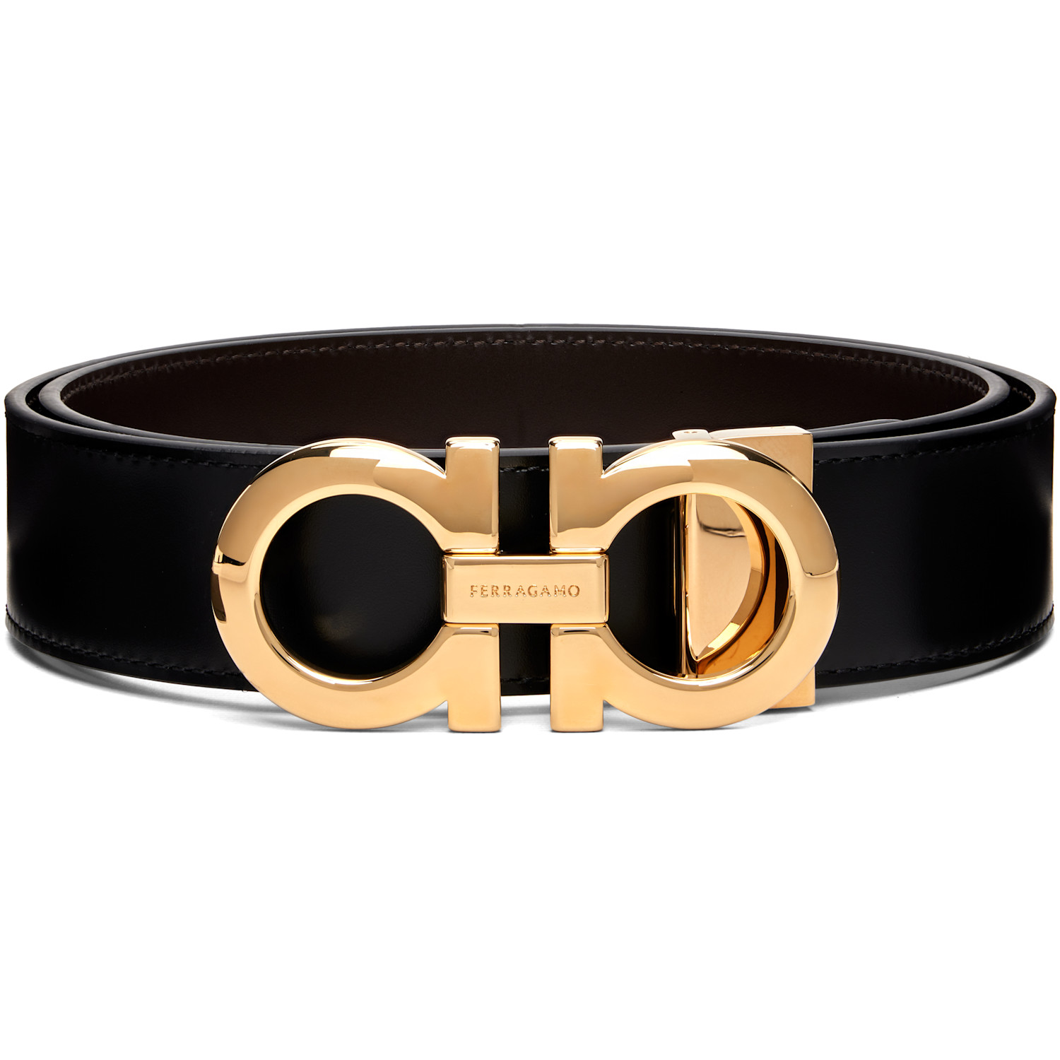 Ferragamo Black Reversible & Adjustable Gancini Belt