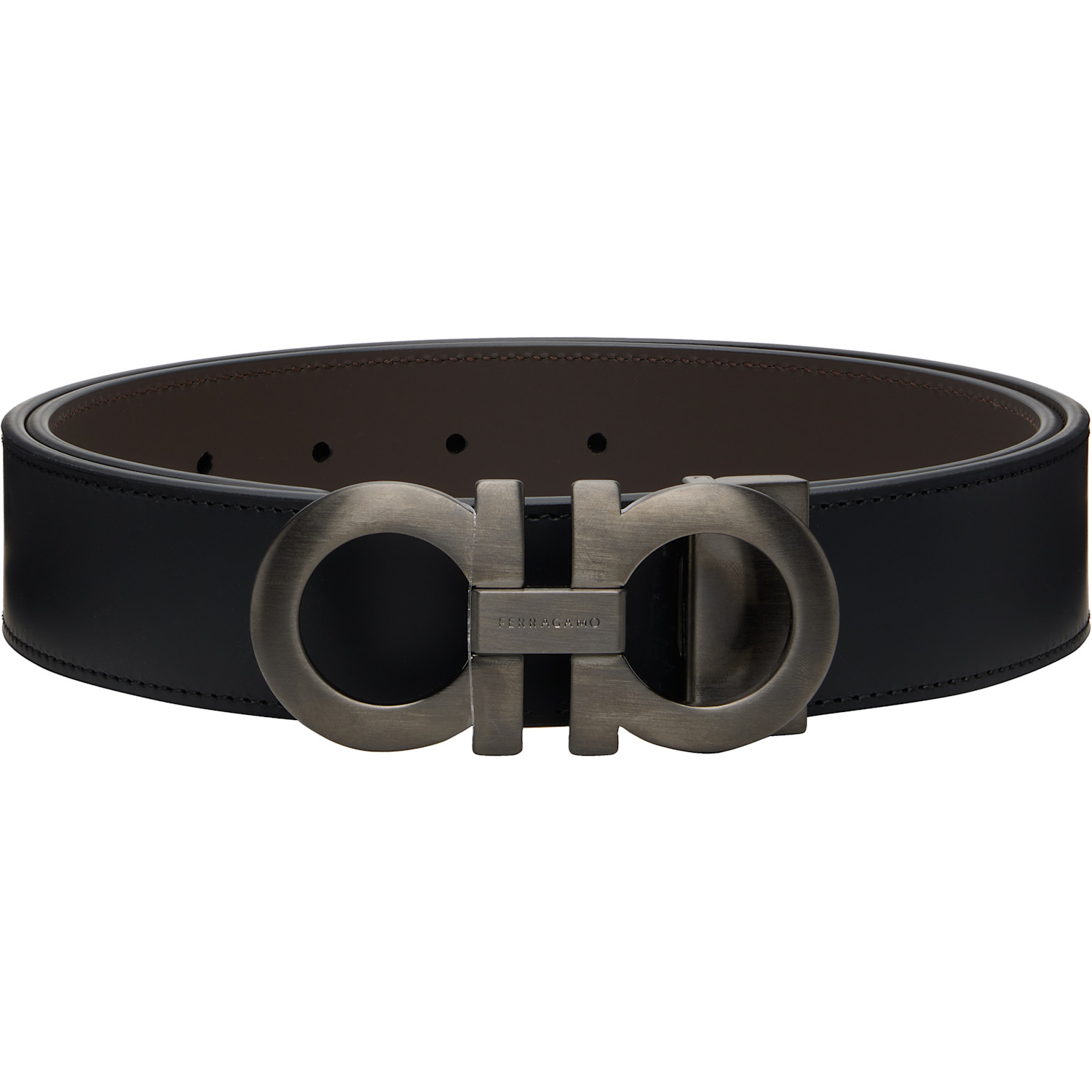 Ferragamo Black Reversible & Adjustable Gancini Belt