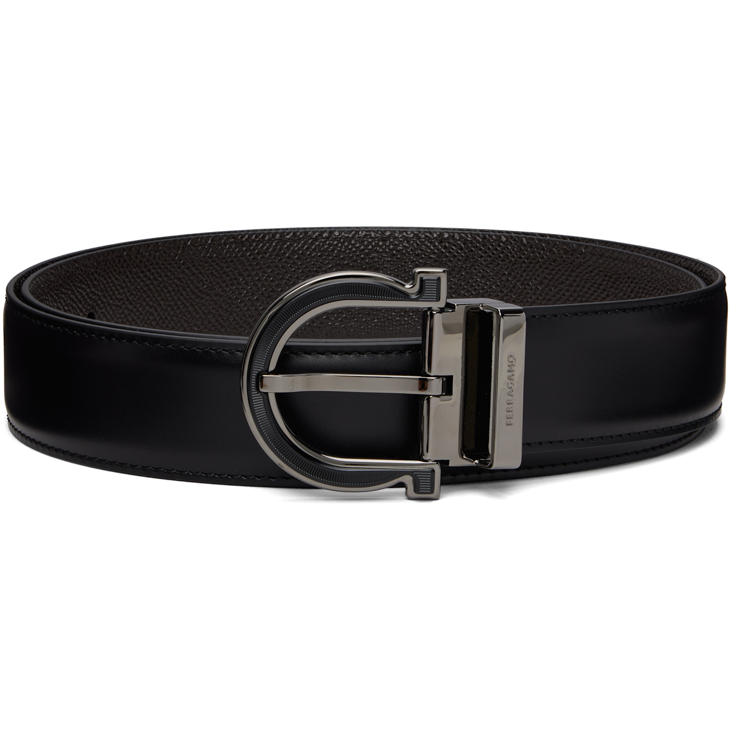 Ferragamo Black & Brown Adjustable & Reversible Belt