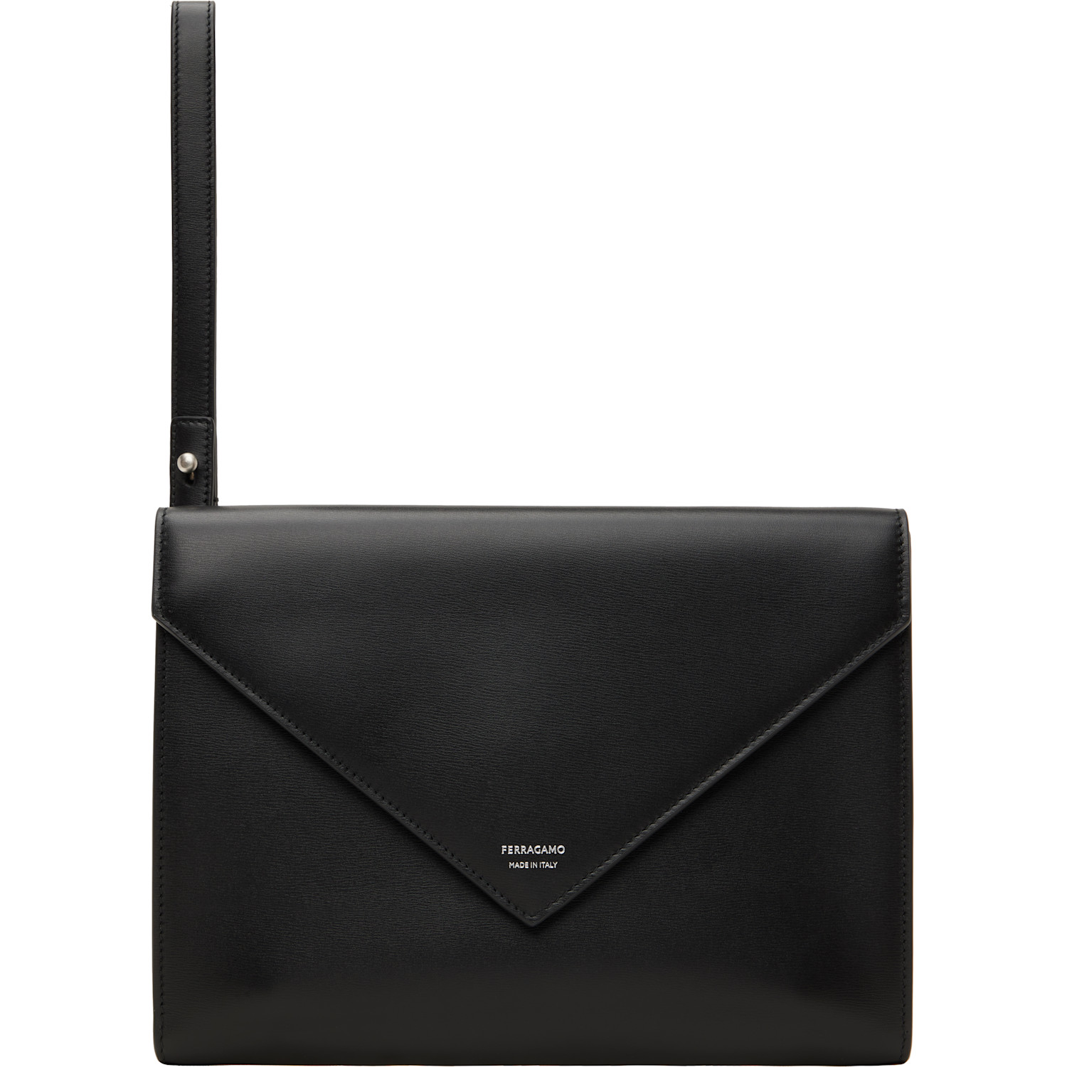 Ferragamo Black Leather Document Pouch