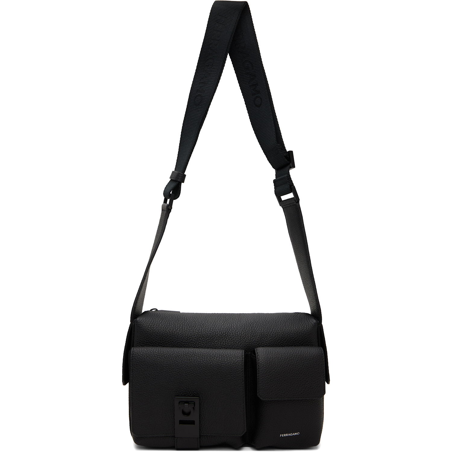 Ferragamo Black Utility Crossbody Hug Buckle Bag