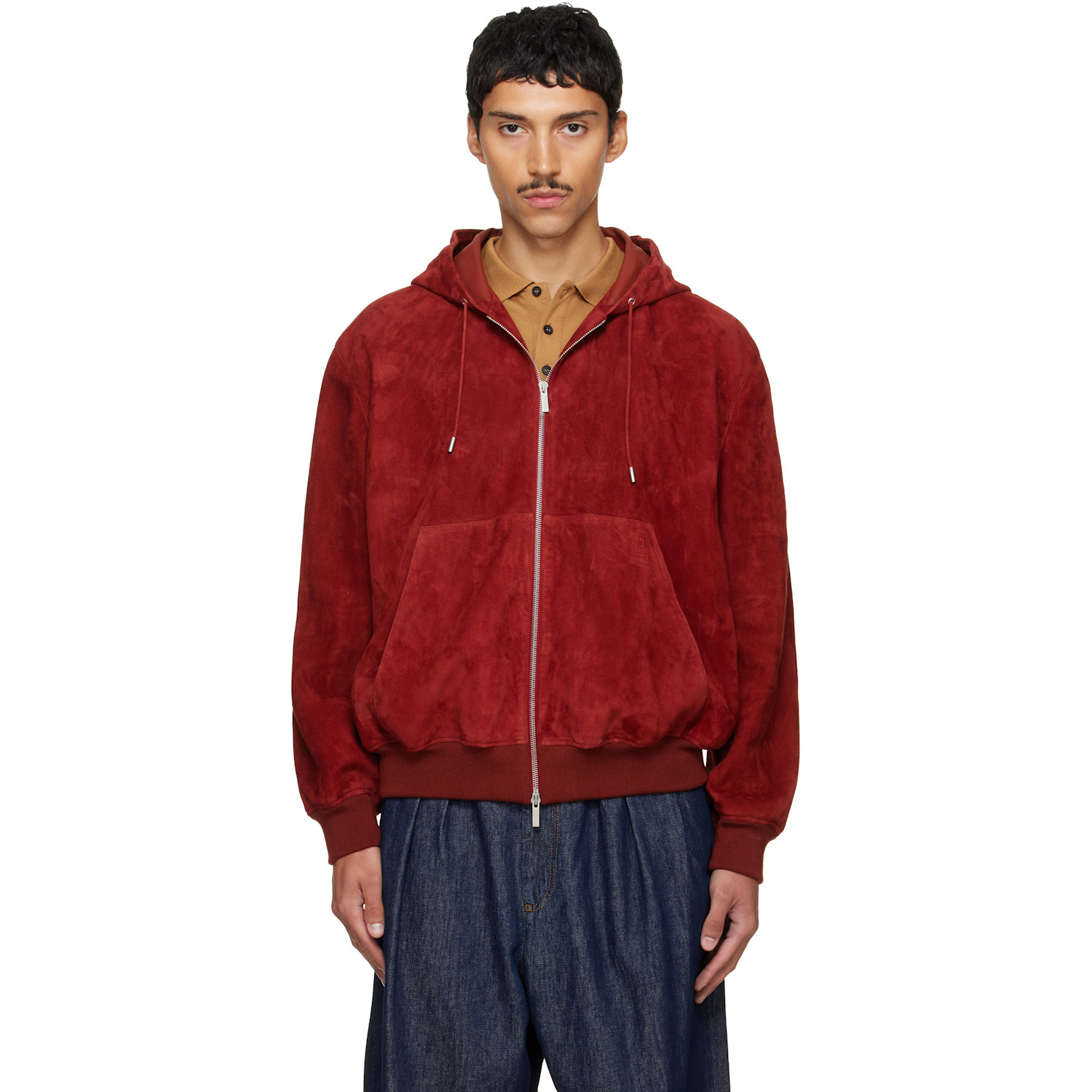 Ferragamo Burgundy Suede Blouson Hoodie