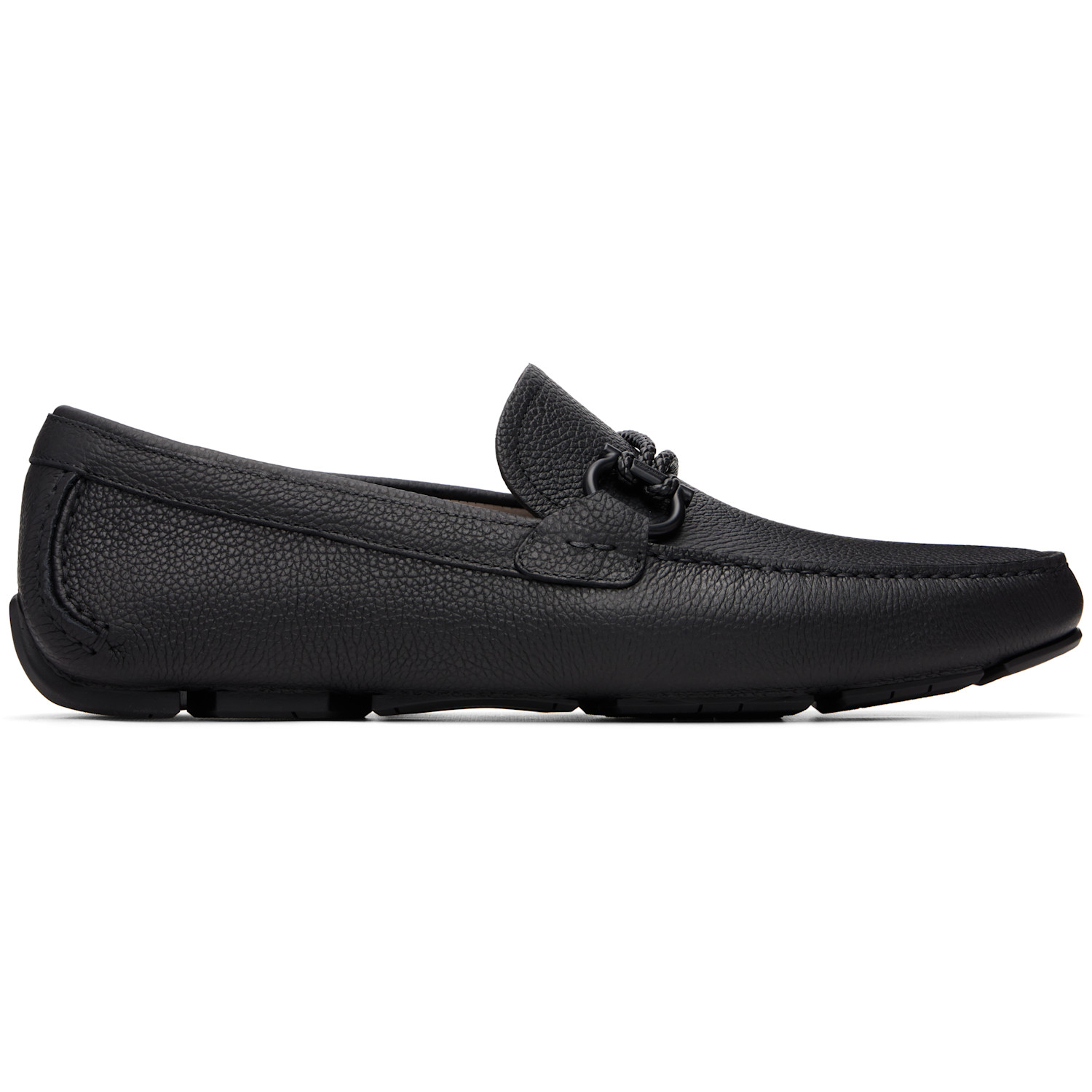 Ferragamo Black Gancini Driver Ornament Loafers