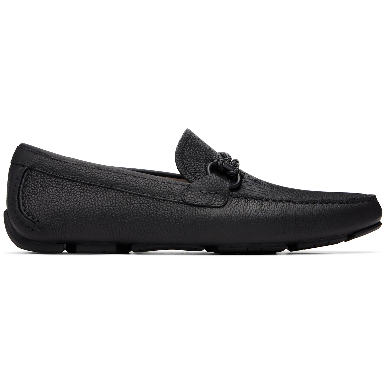 Ferragamo Black Gancini Driver Ornament Loafers