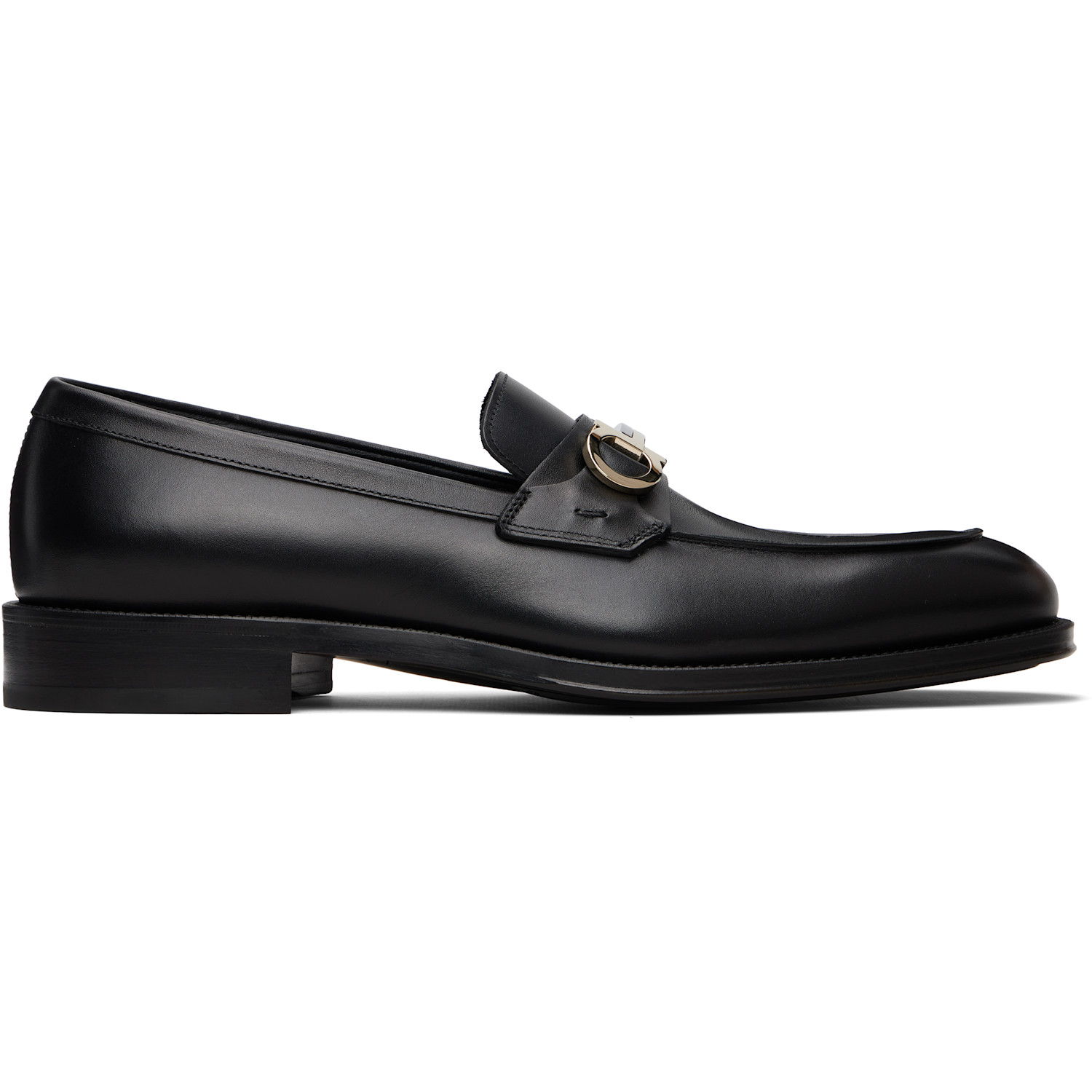 Ferragamo Black Gancini Ornament Loafers