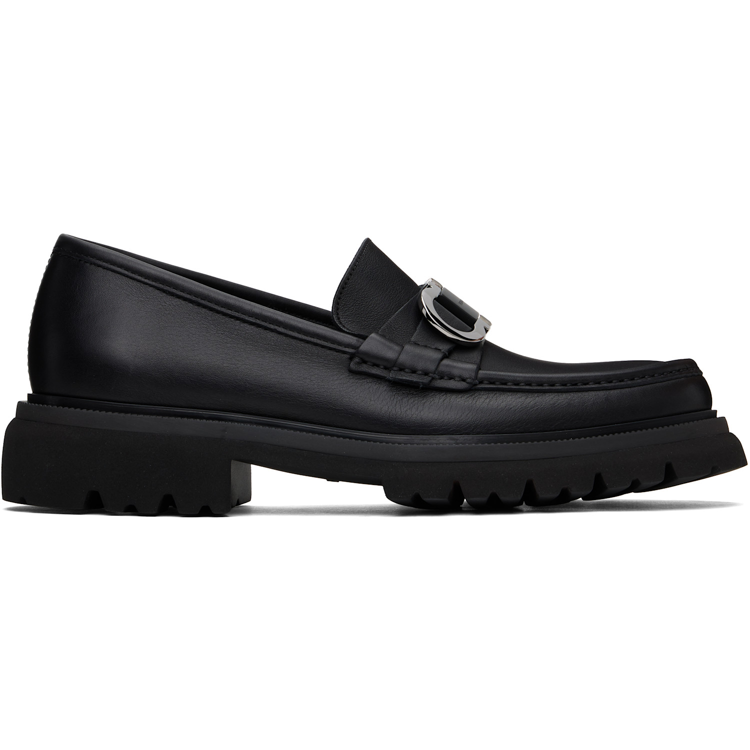 Ferragamo Black Gancini Ornament Loafers