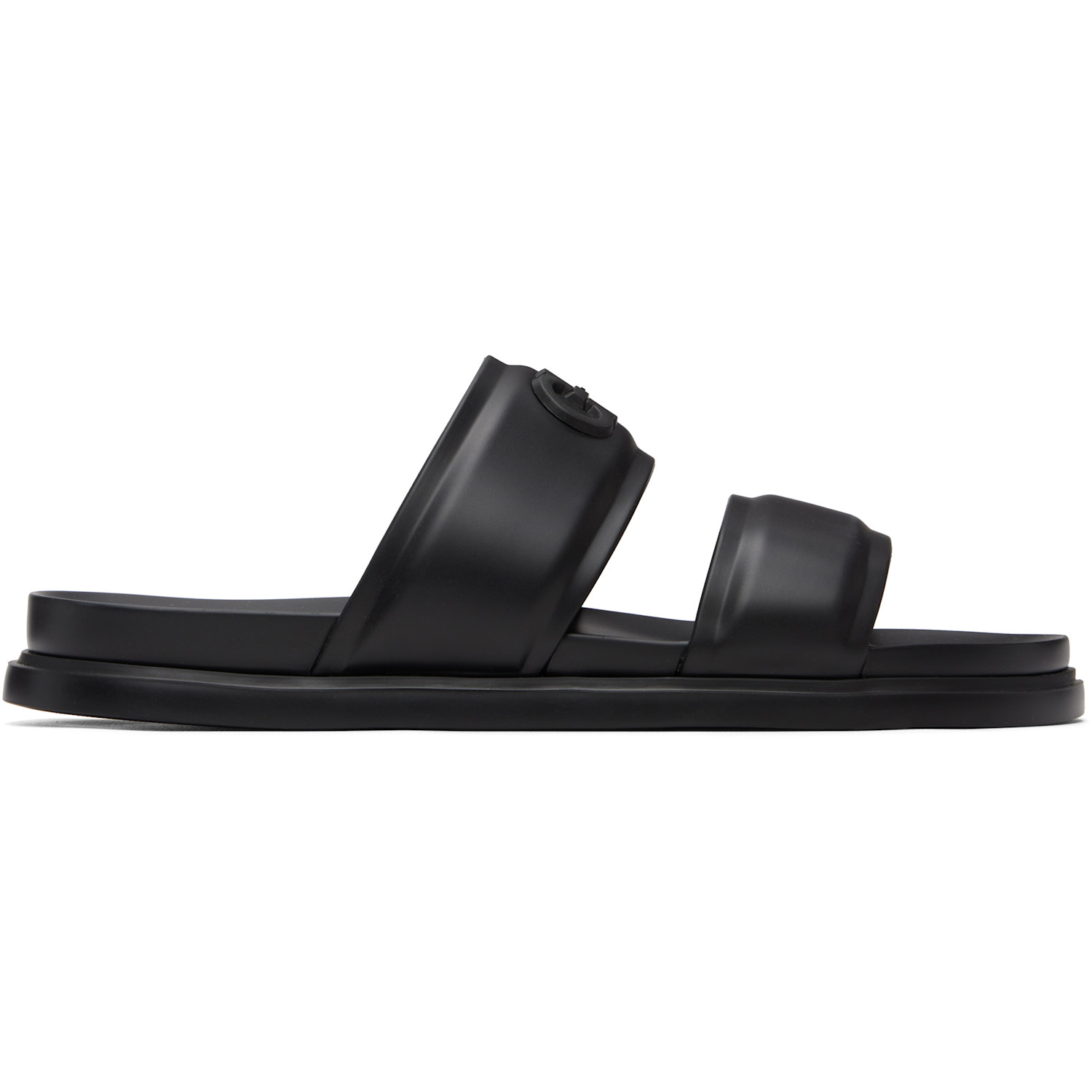 Ferragamo Black Gancini Ornament Slide Sandals