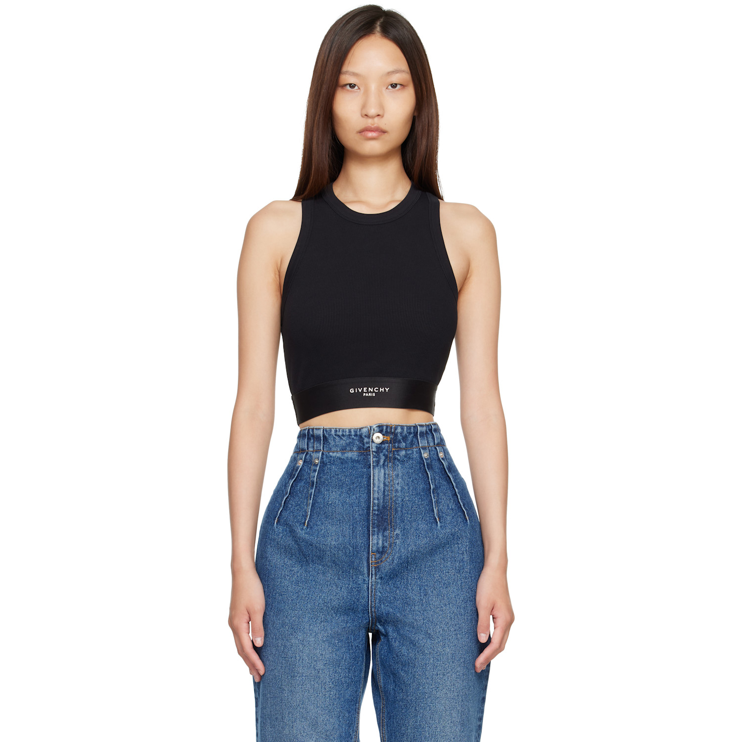Givenchy Black Cropped Cotton Tank Top