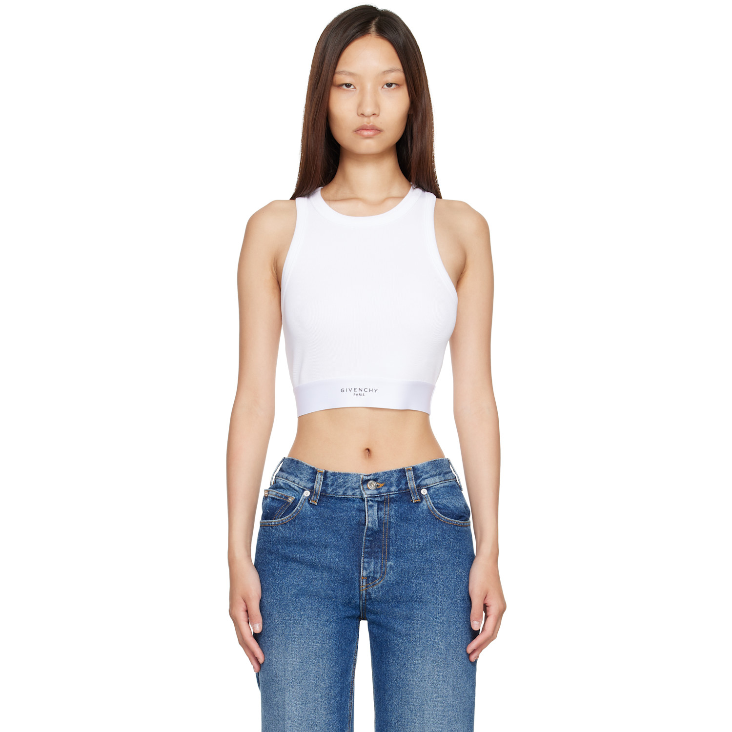 Givenchy White Cropped Cotton Tank Top