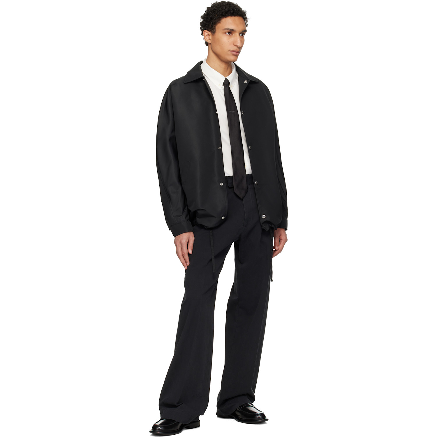  Givenchy Black Paris Silk Jacquard Tie 