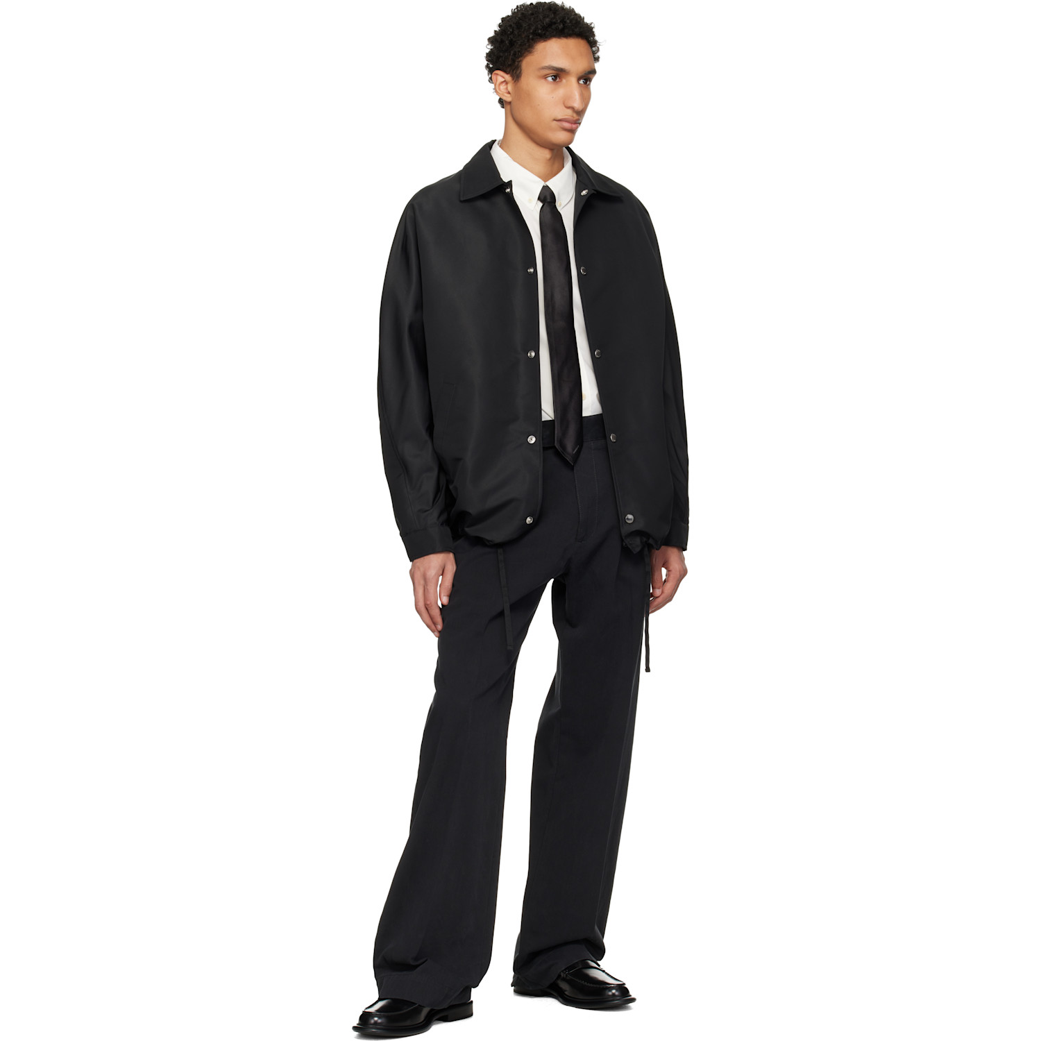  Givenchy Black Silk Jacquard Detail Tie 