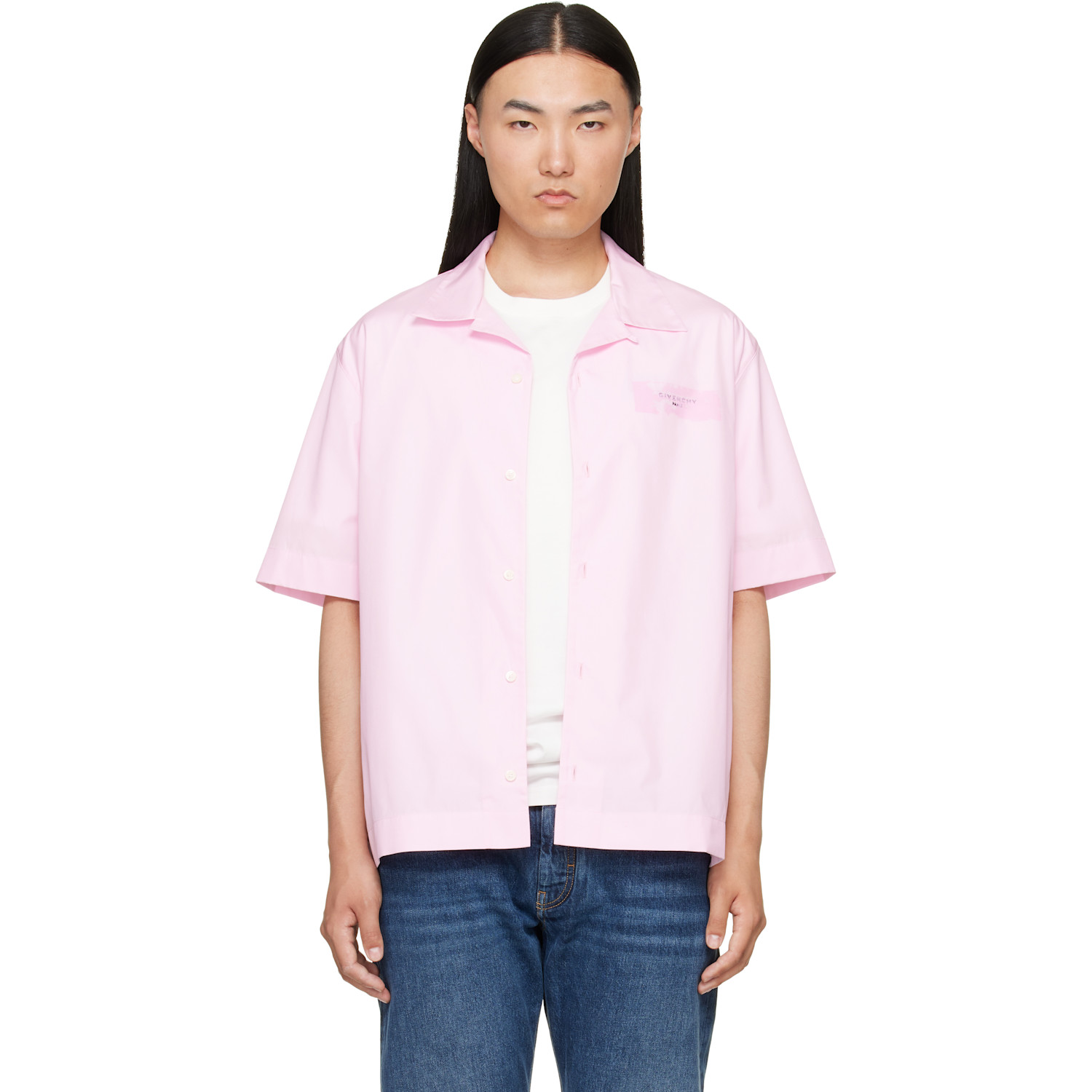 Givenchy Pink 'Givenchy Paris Paint Print' Poplin Shirt