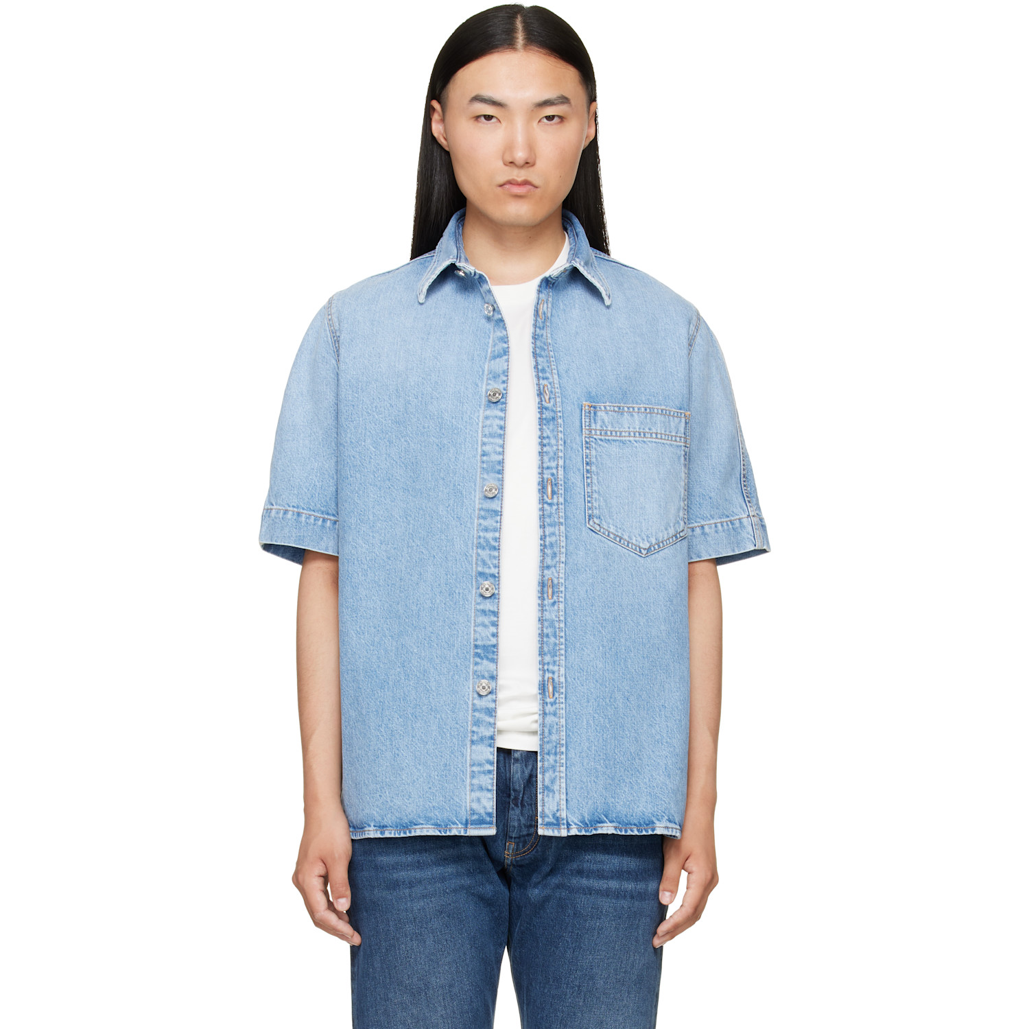 Givenchy Blue Couture Seam Denim Shirt