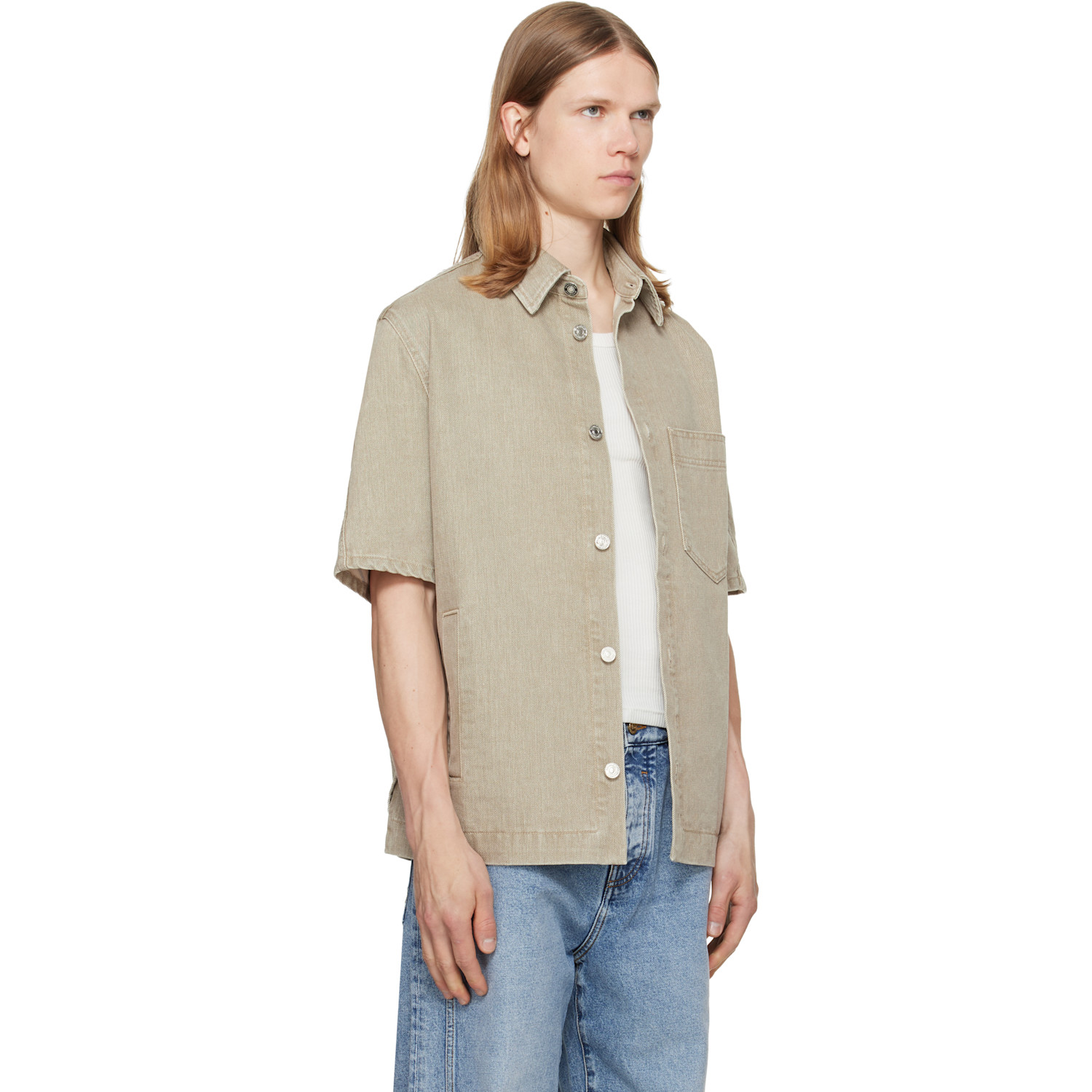  Givenchy Beige Faded Denim Shirt 