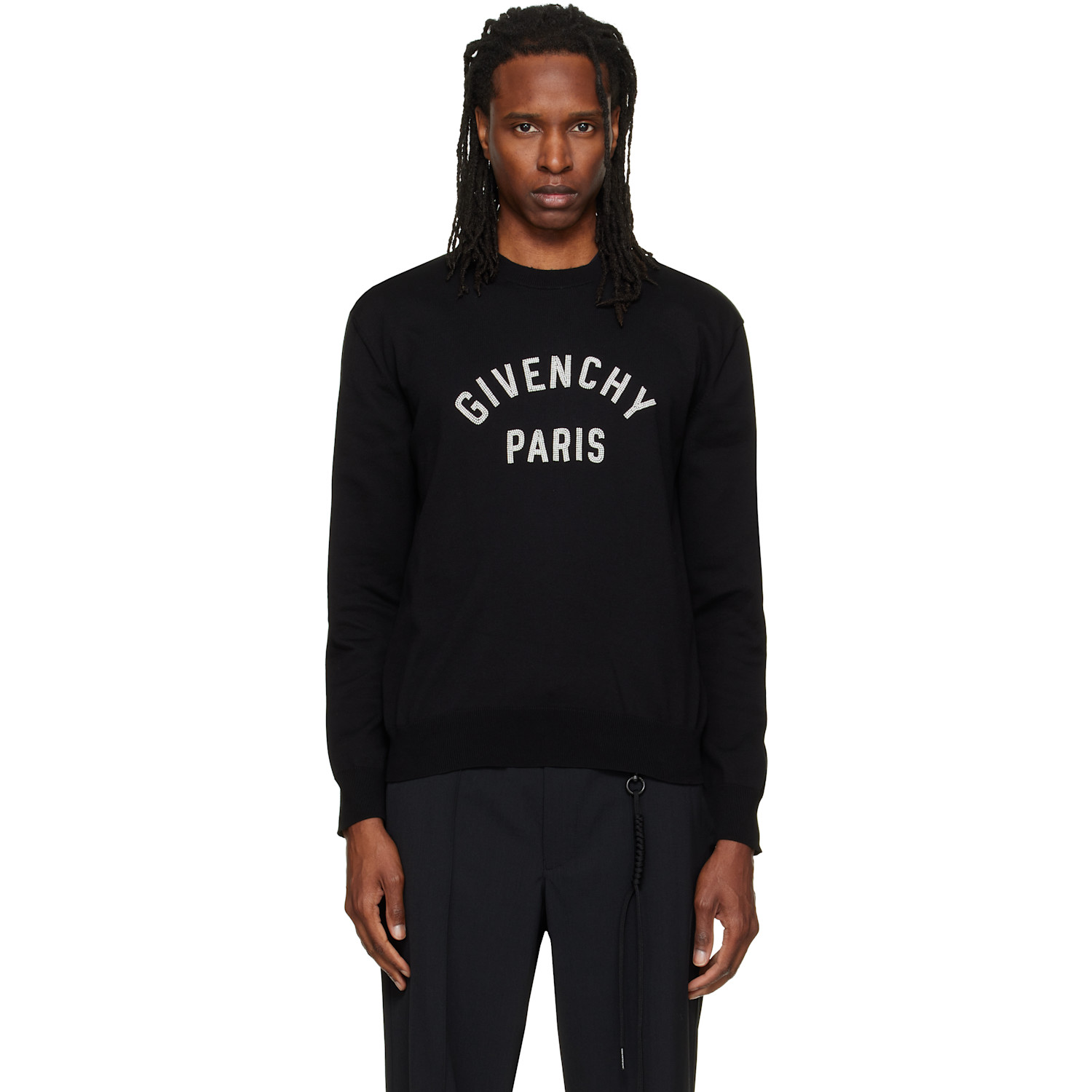 Givenchy Black 'Givenchy Paris' Pearl Embroidery Sweater