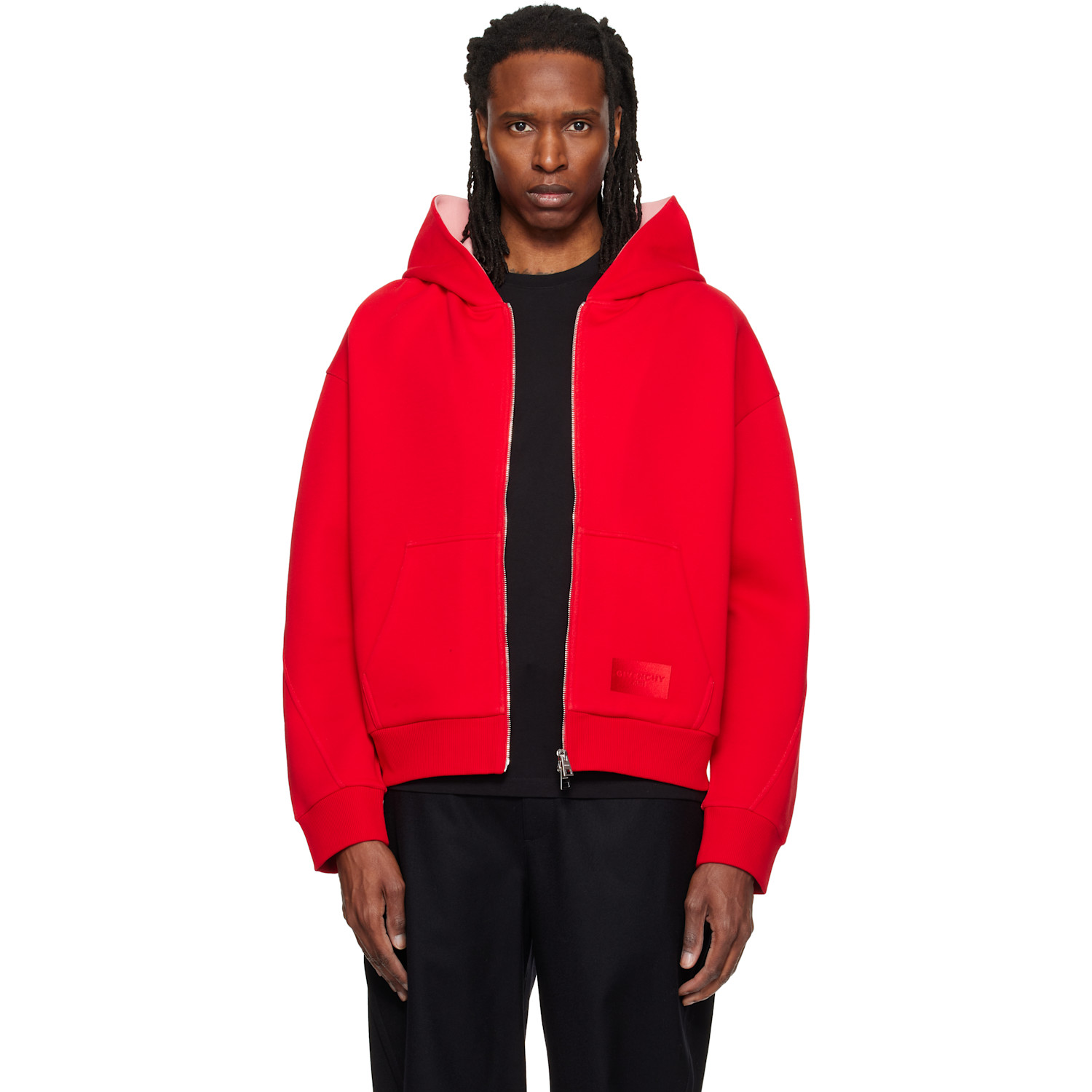 Givenchy Red Couture Seam Zipped Hoodie