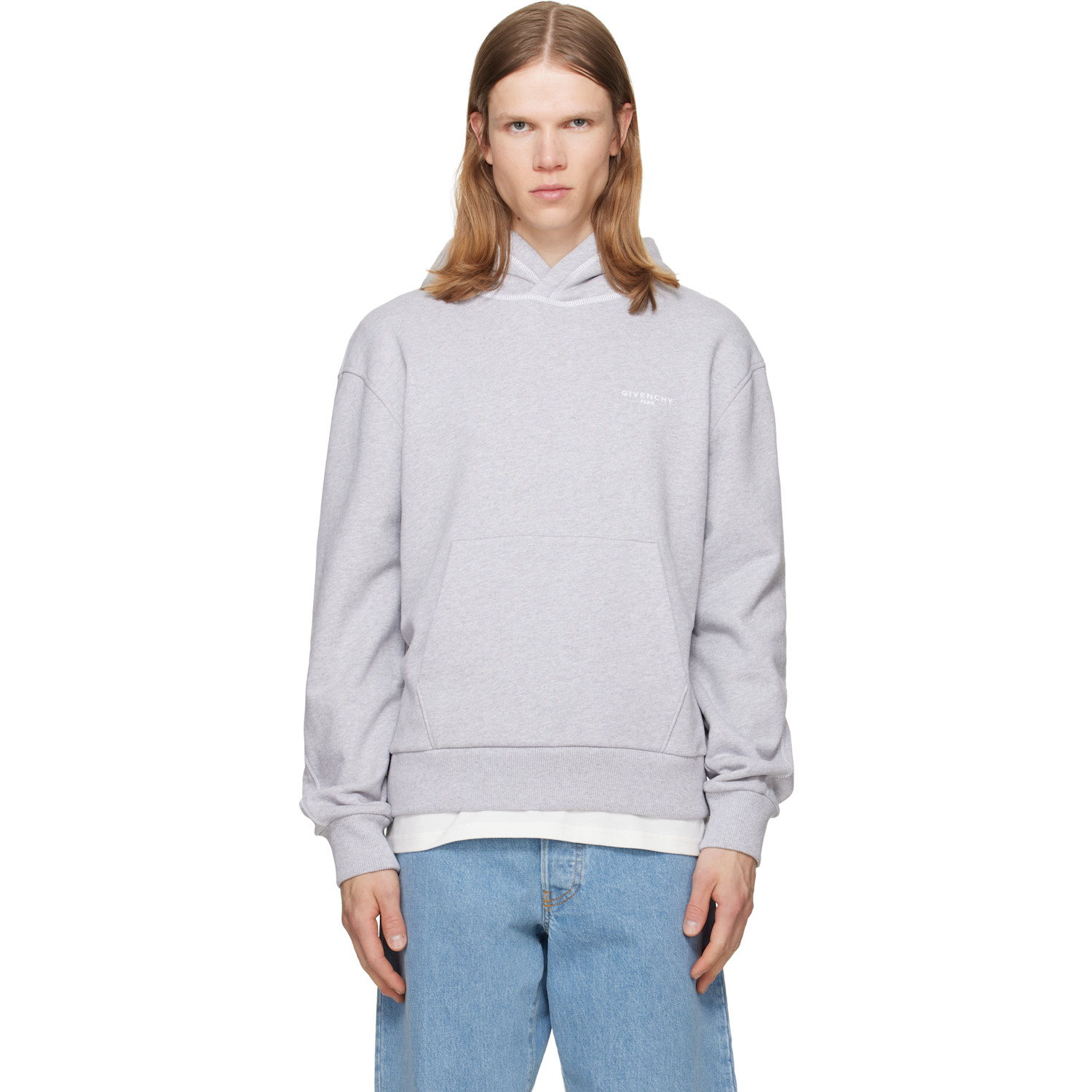 Givenchy Gray Couture Seam Contrasted Stitch Hoodie